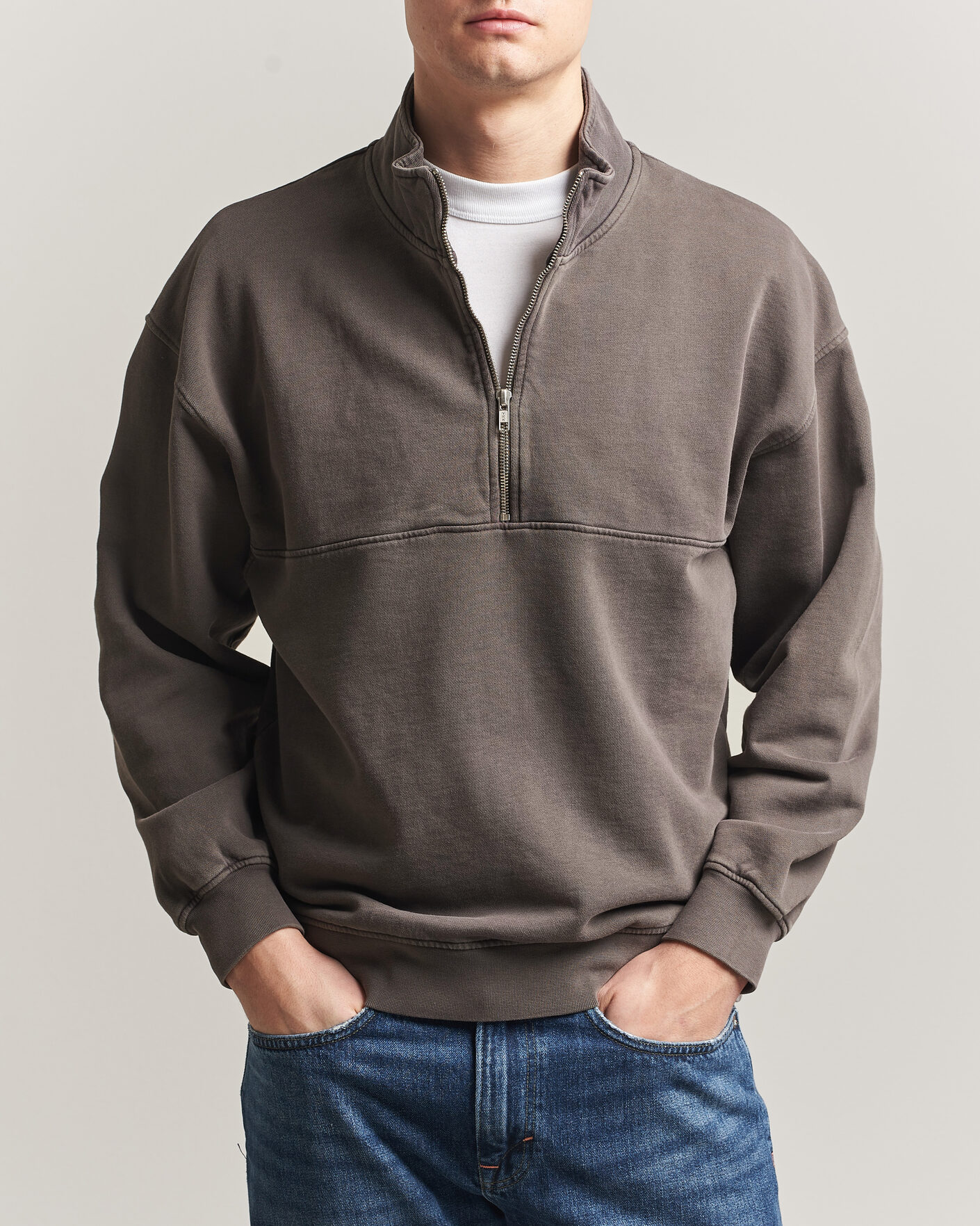 Herre | Gensere | Colorful Standard | Classic Organic Half-Zip Faded Mud
