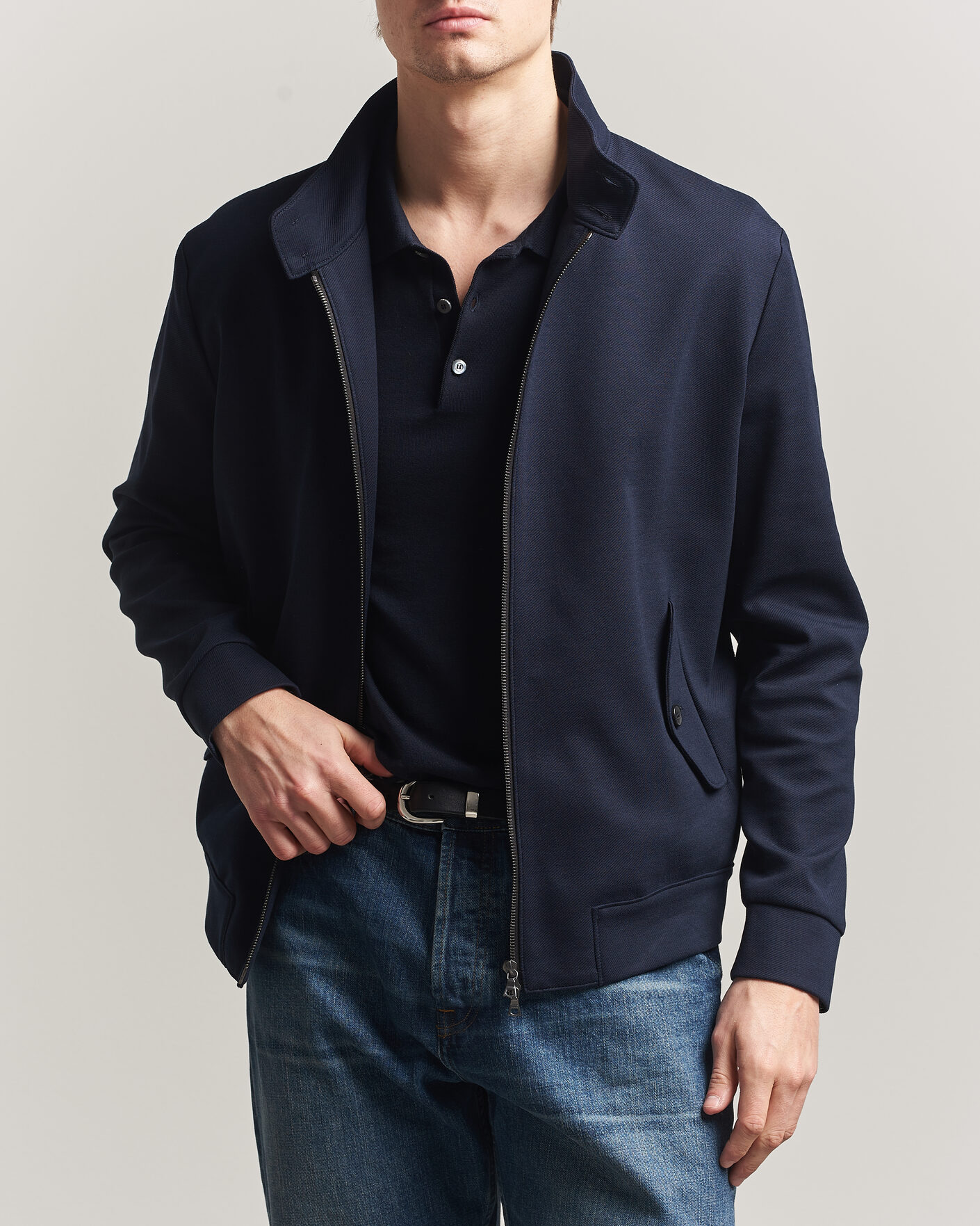 Herre | Jakker | Harris Wharf London | Loro Piana Cavalry Twill Harrington Jacket Navy Blue