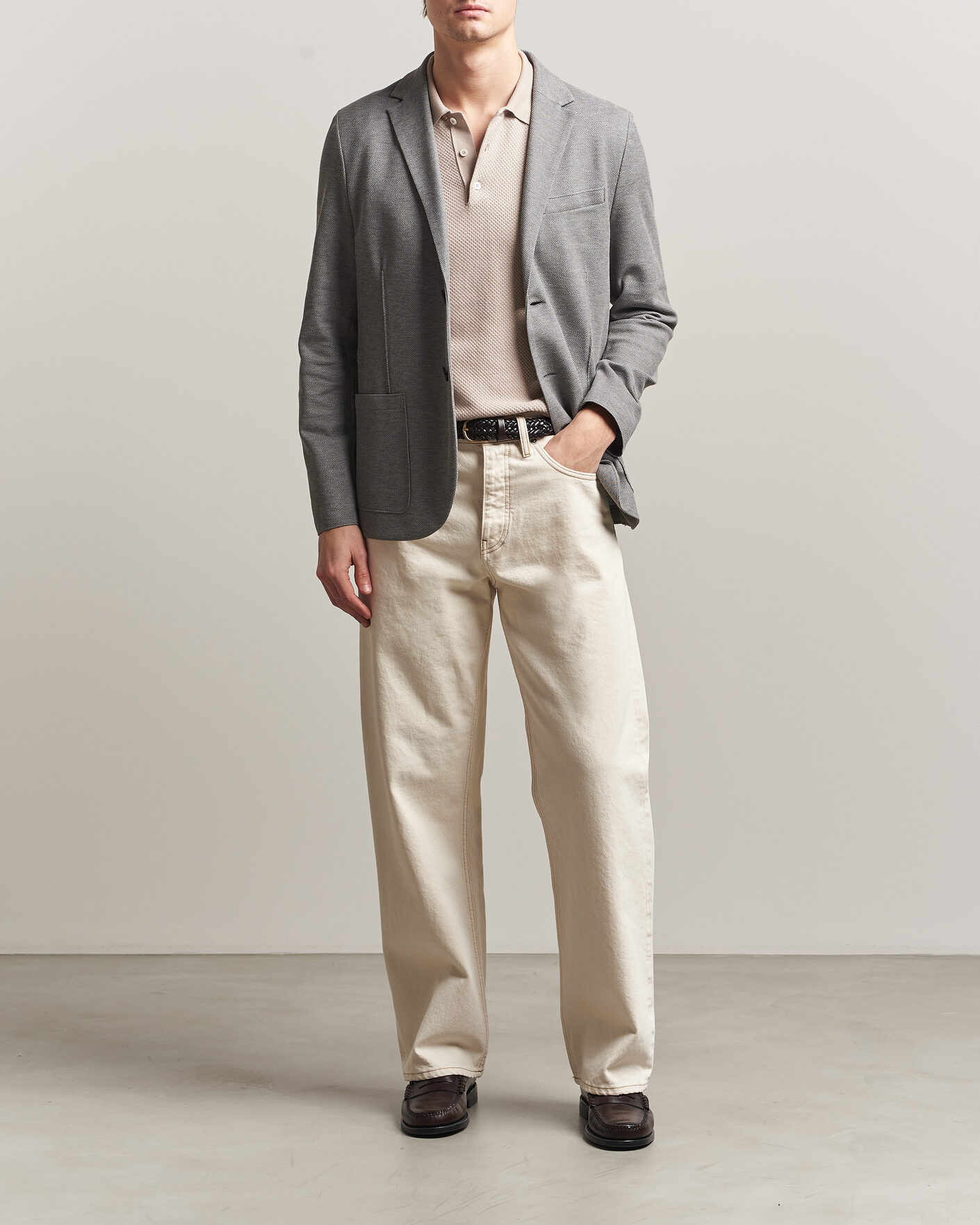Herre | Dressjakker | Harris Wharf London | Loro Piana Honey Comb Blazer Light Grey