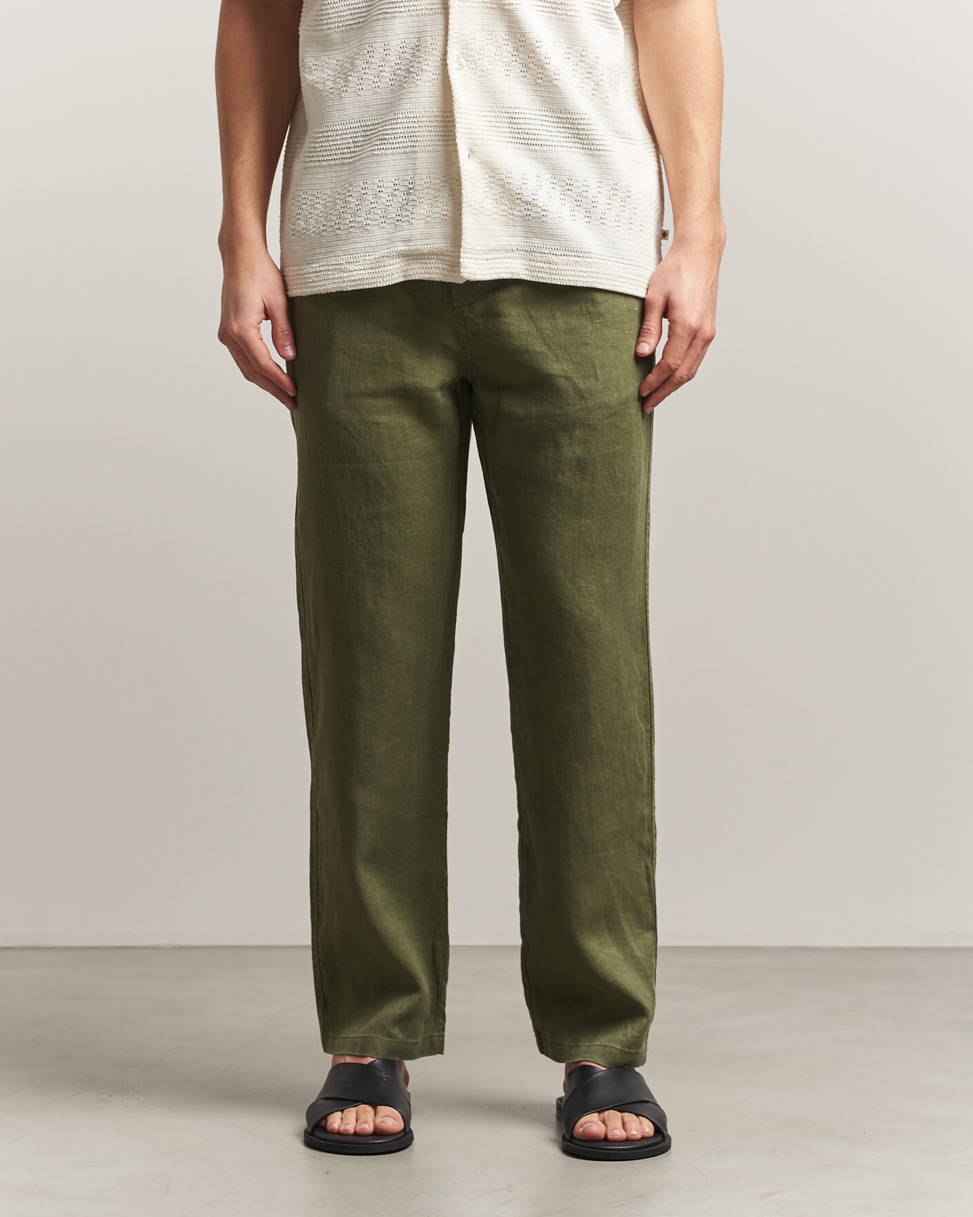 Herre | Bukser | Samsøe Samsøe | Jabari Linen Drawstring Trousers Burnt Olive