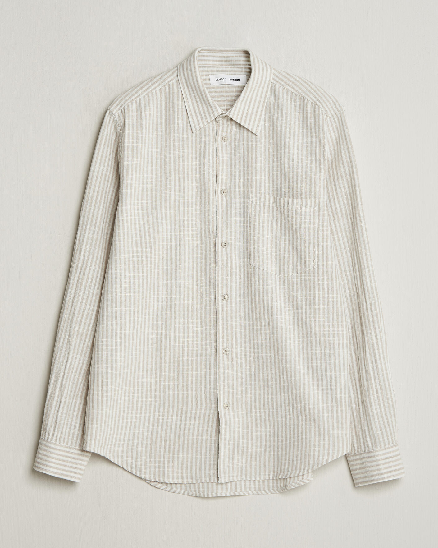 Herre | Skjorter | Samsøe Samsøe | Liam Cotton/Linen Striped Shirt Moonstruck