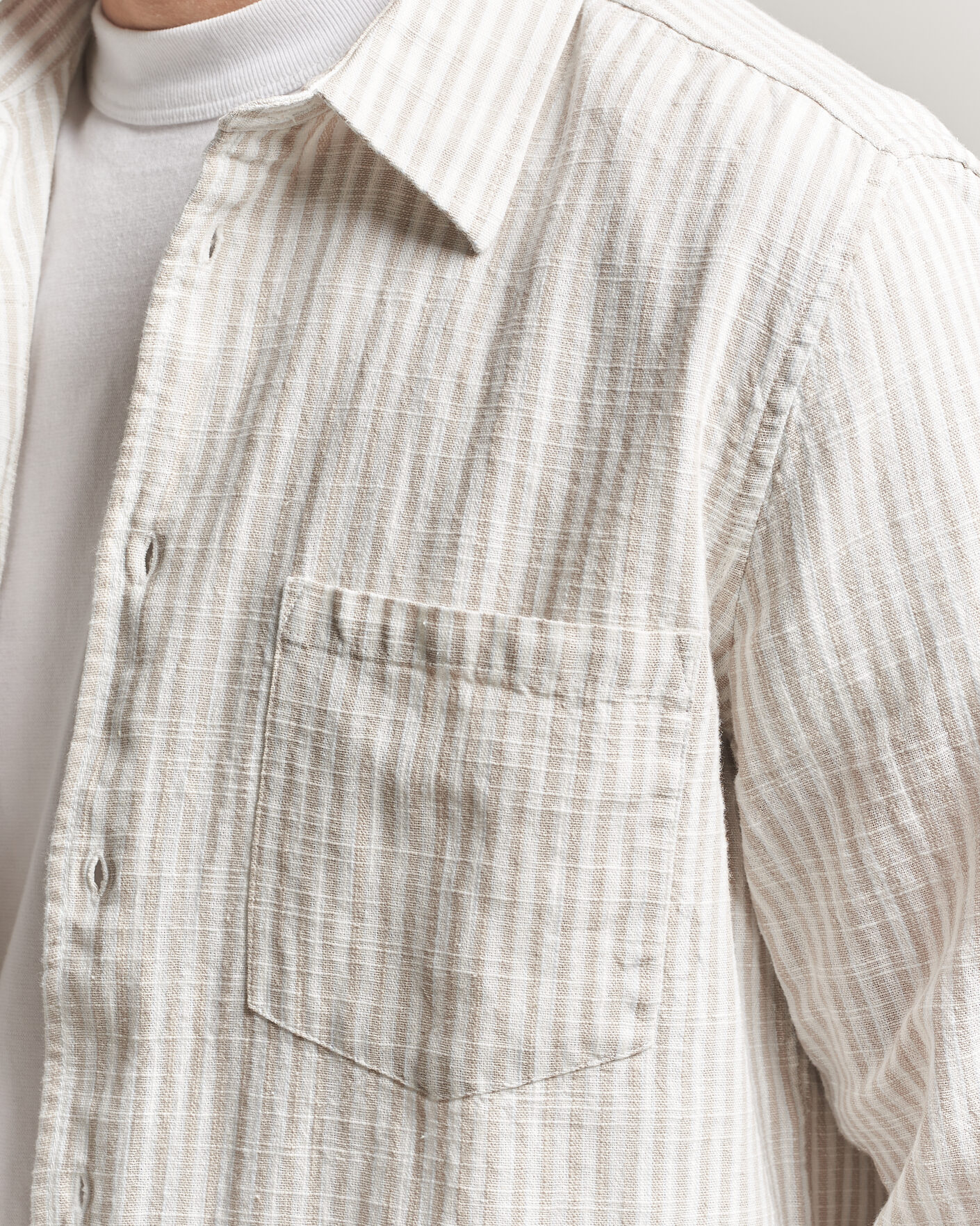 Herre | Skjorter | Samsøe Samsøe | Liam Cotton/Linen Striped Shirt Moonstruck