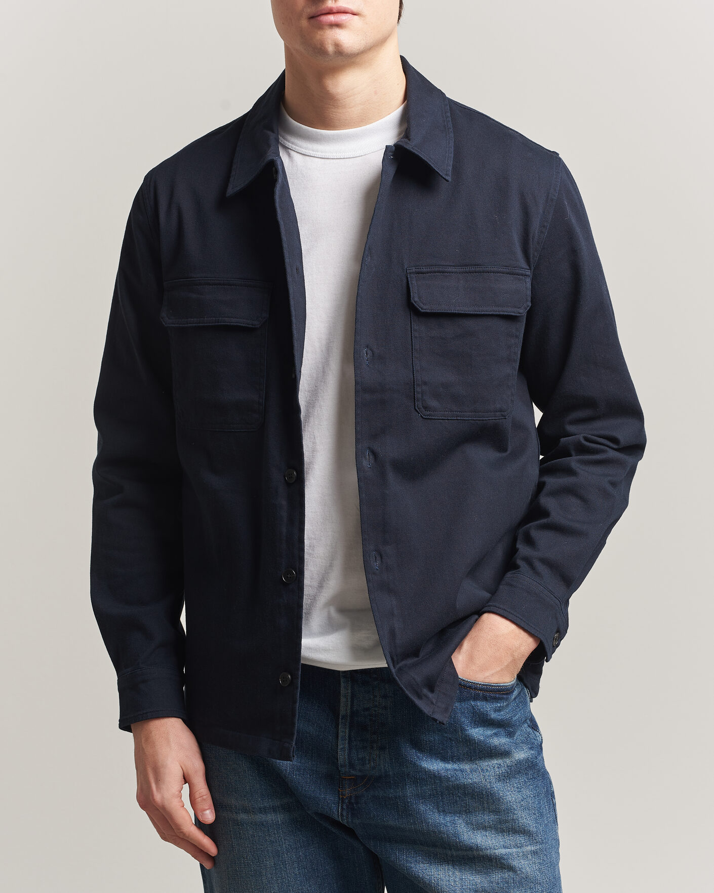 Herre | Skjorter | Samsøe Samsøe | Taka Cotton Overshirt Salute Navy