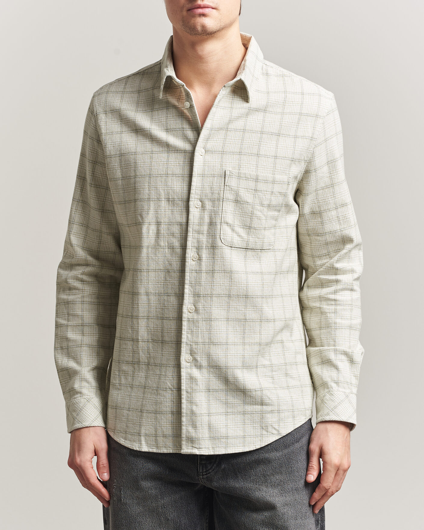 Herre | Skjorter | Samsøe Samsøe | Liam Checked Cotton Shirt Off White