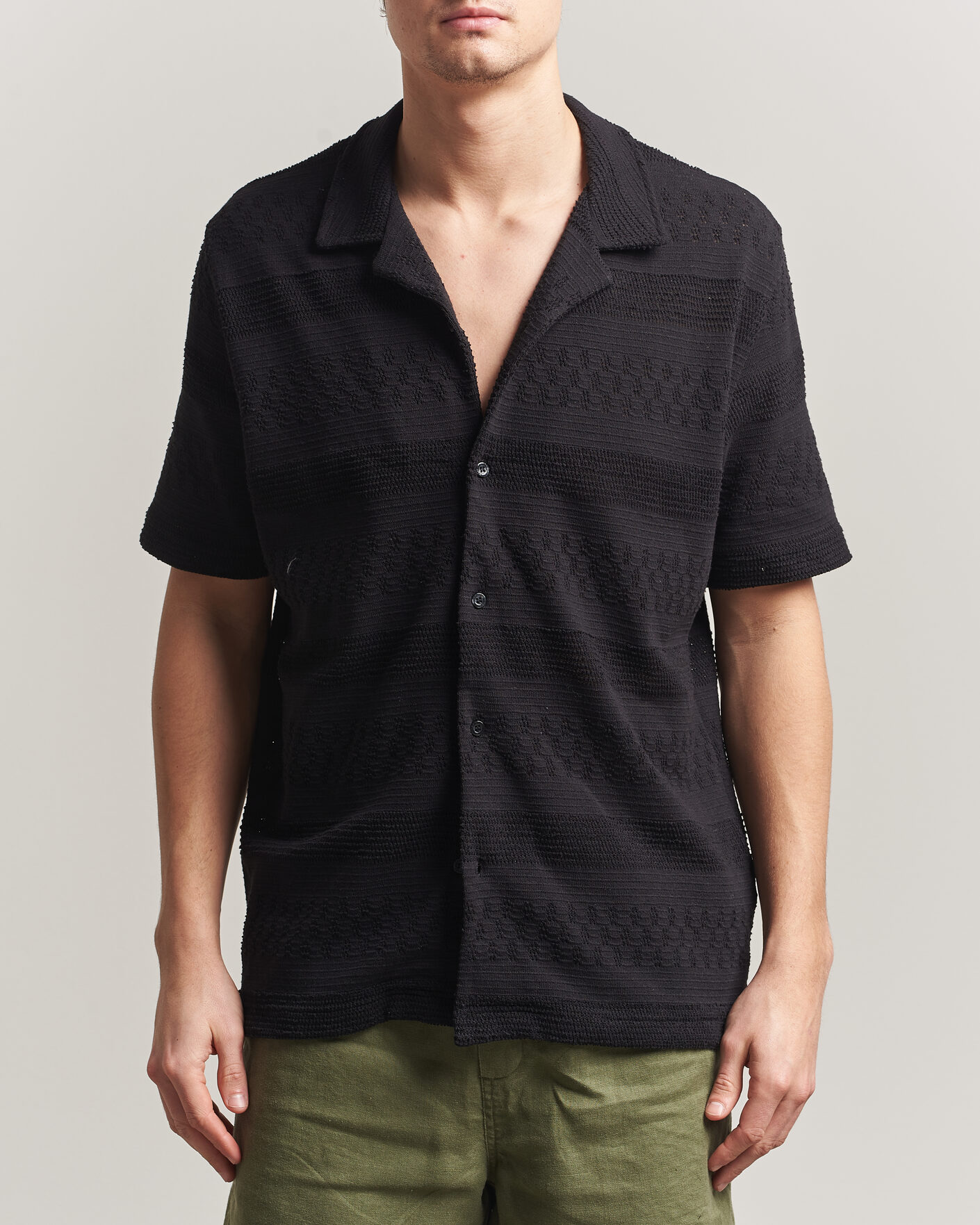 Herre | Skjorter | Samsøe Samsøe | Martin Knitted Short Sleeve Shirt Black