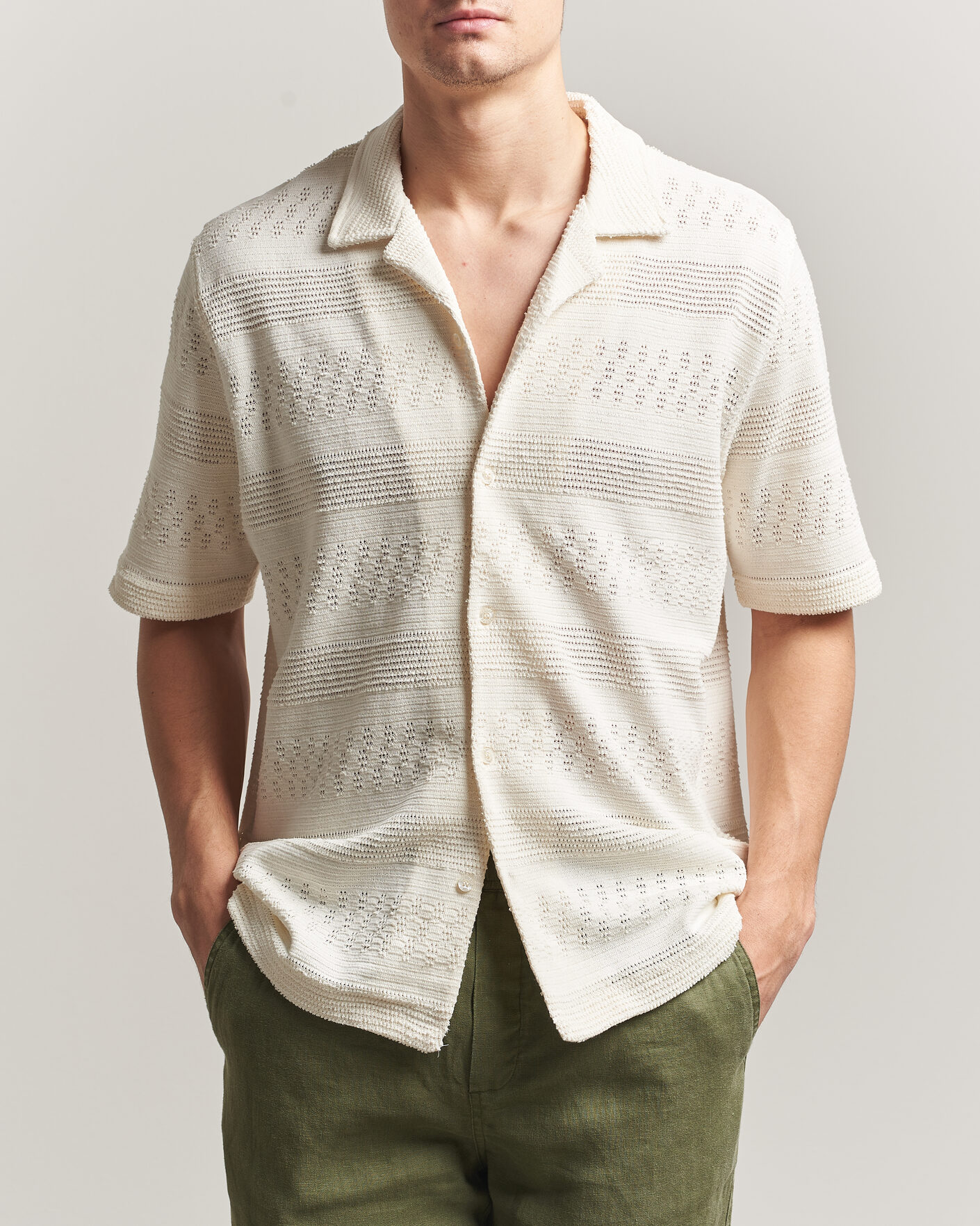 Herre | Skjorter | Samsøe Samsøe | Martin Knitted Short Sleeve Shirt Clear Cream