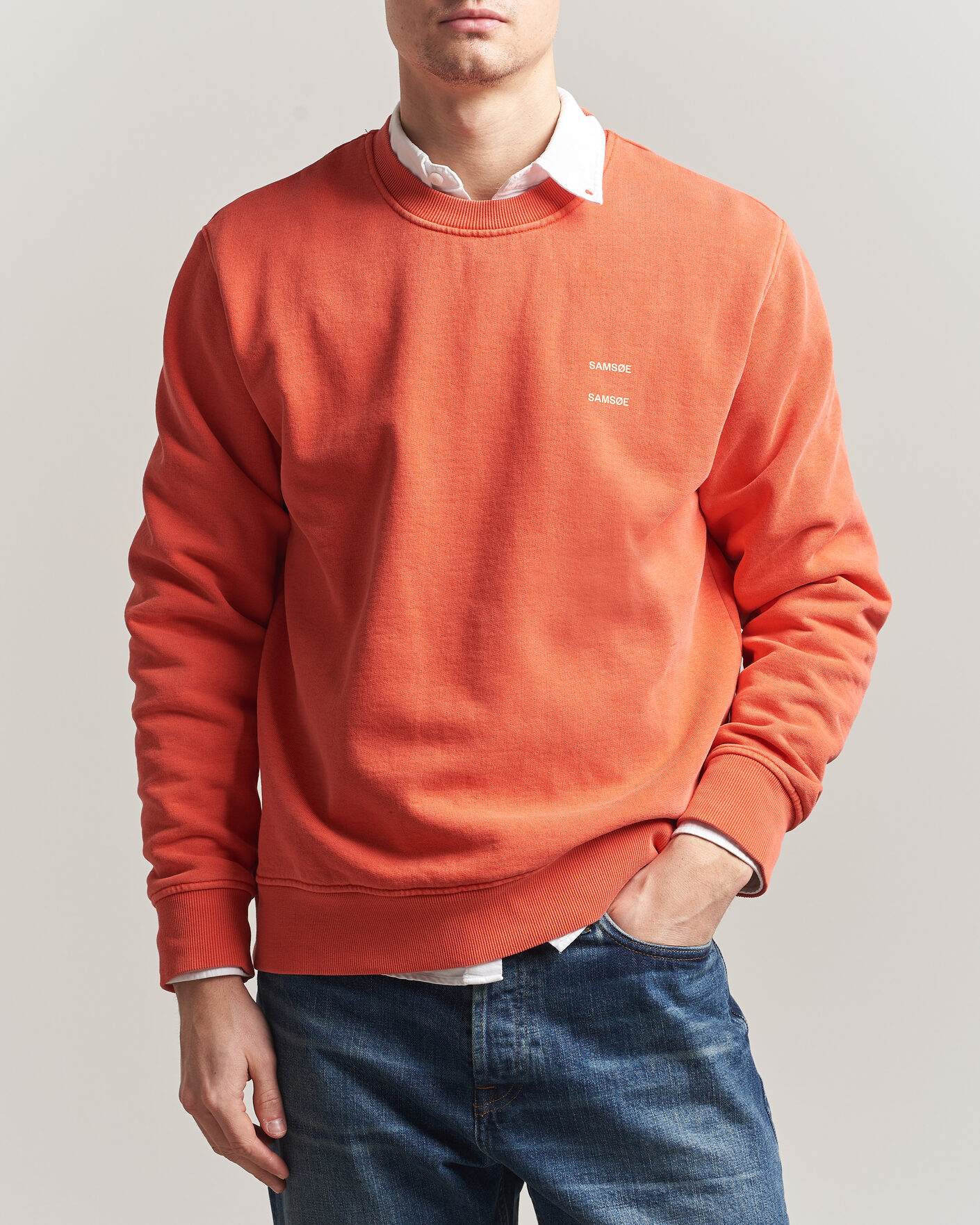 Herre | Gensere | Samsøe Samsøe | Joel Washed Organic Cotton Sweatshirt Aurora Red