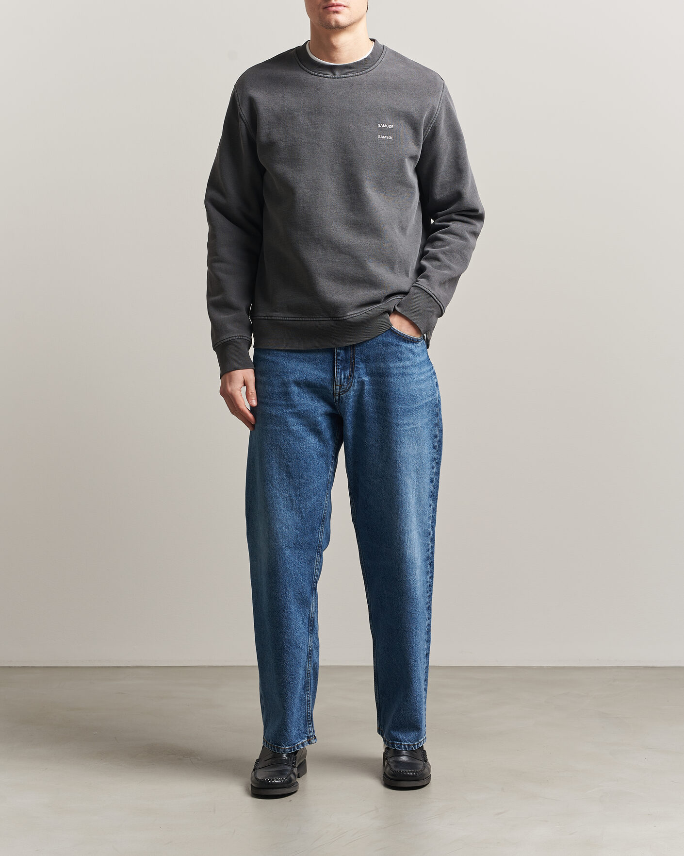 Herre | Gensere | Samsøe Samsøe | Joel Washed Organic Cotton Sweatshirt Black