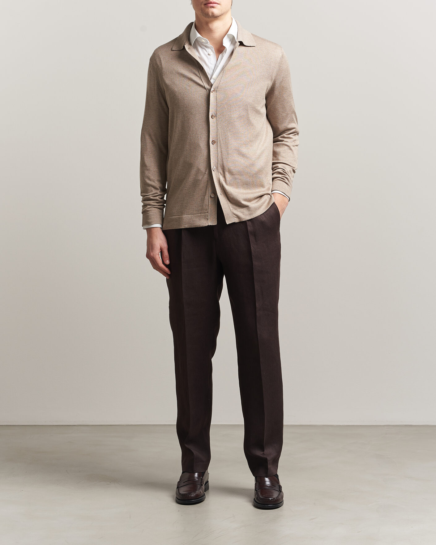 Herre | Gensere | Stenströms | Silk/Cashmere Cardigan Taupe