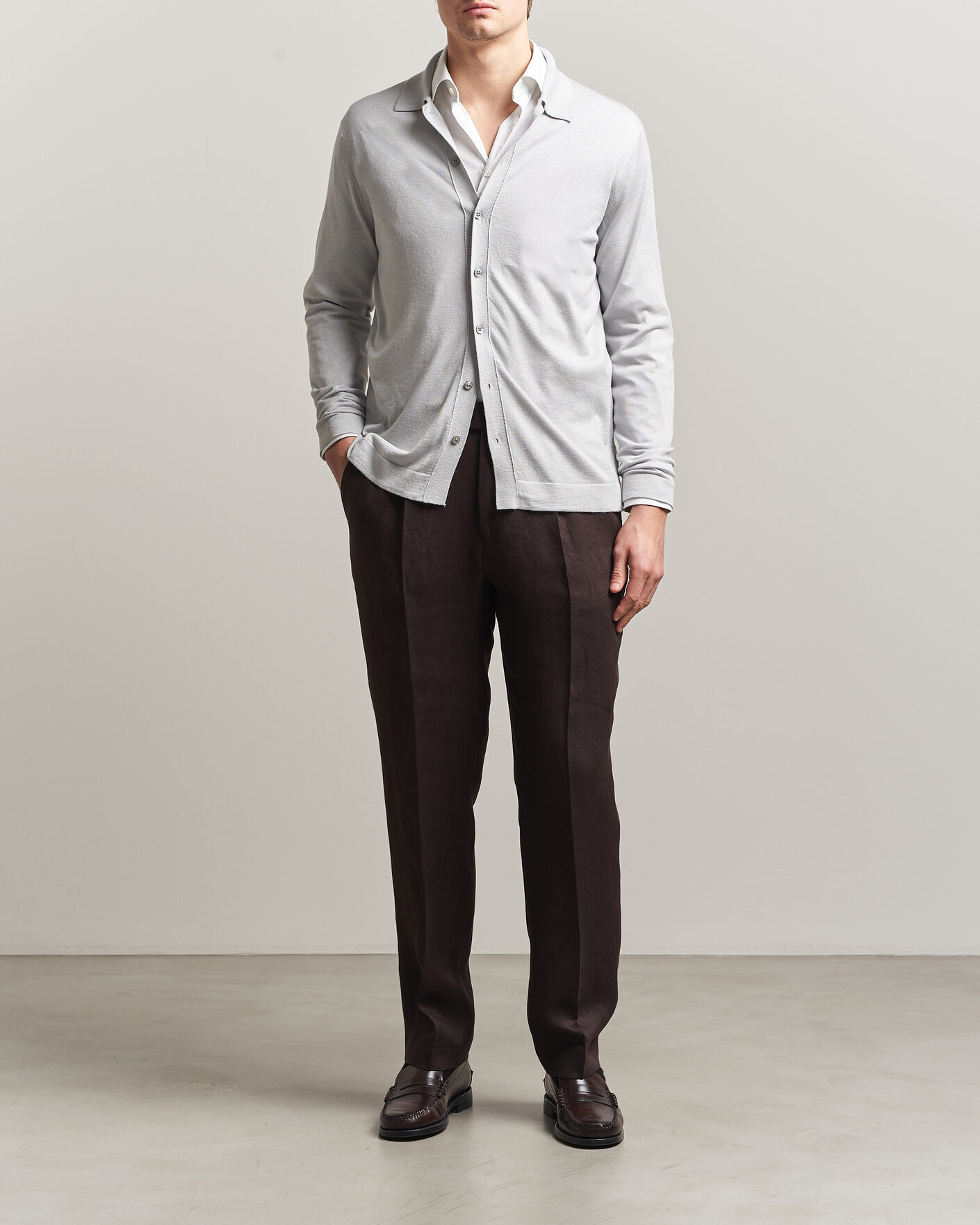 Herre | Gensere | Stenströms | Silk/Cashmere Cardigan Light Grey