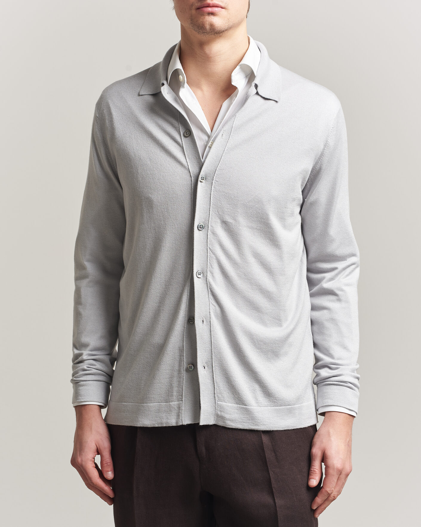 Herre | Gensere | Stenströms | Silk/Cashmere Cardigan Light Grey