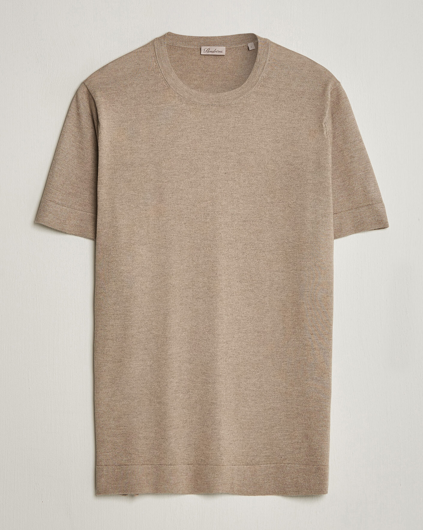 Herre | T-Shirts | Stenströms | Silk/Cashmere T-Shirt Taupe