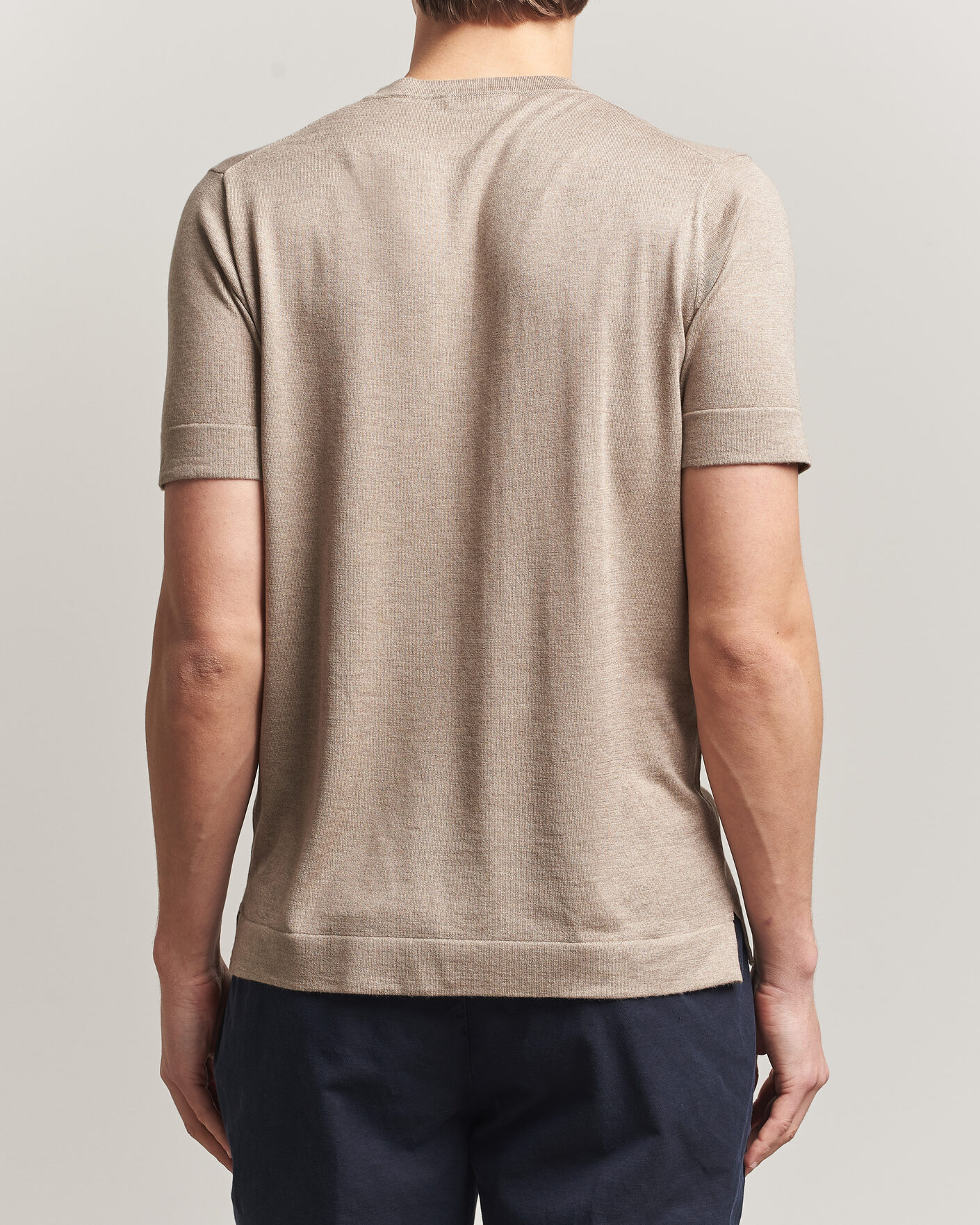 Herre | T-Shirts | Stenströms | Silk/Cashmere T-Shirt Taupe