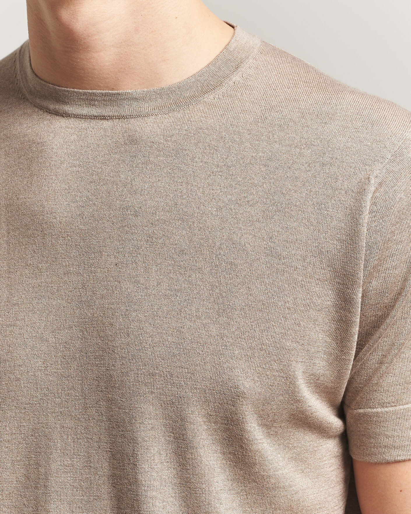Herre | T-Shirts | Stenströms | Silk/Cashmere T-Shirt Taupe