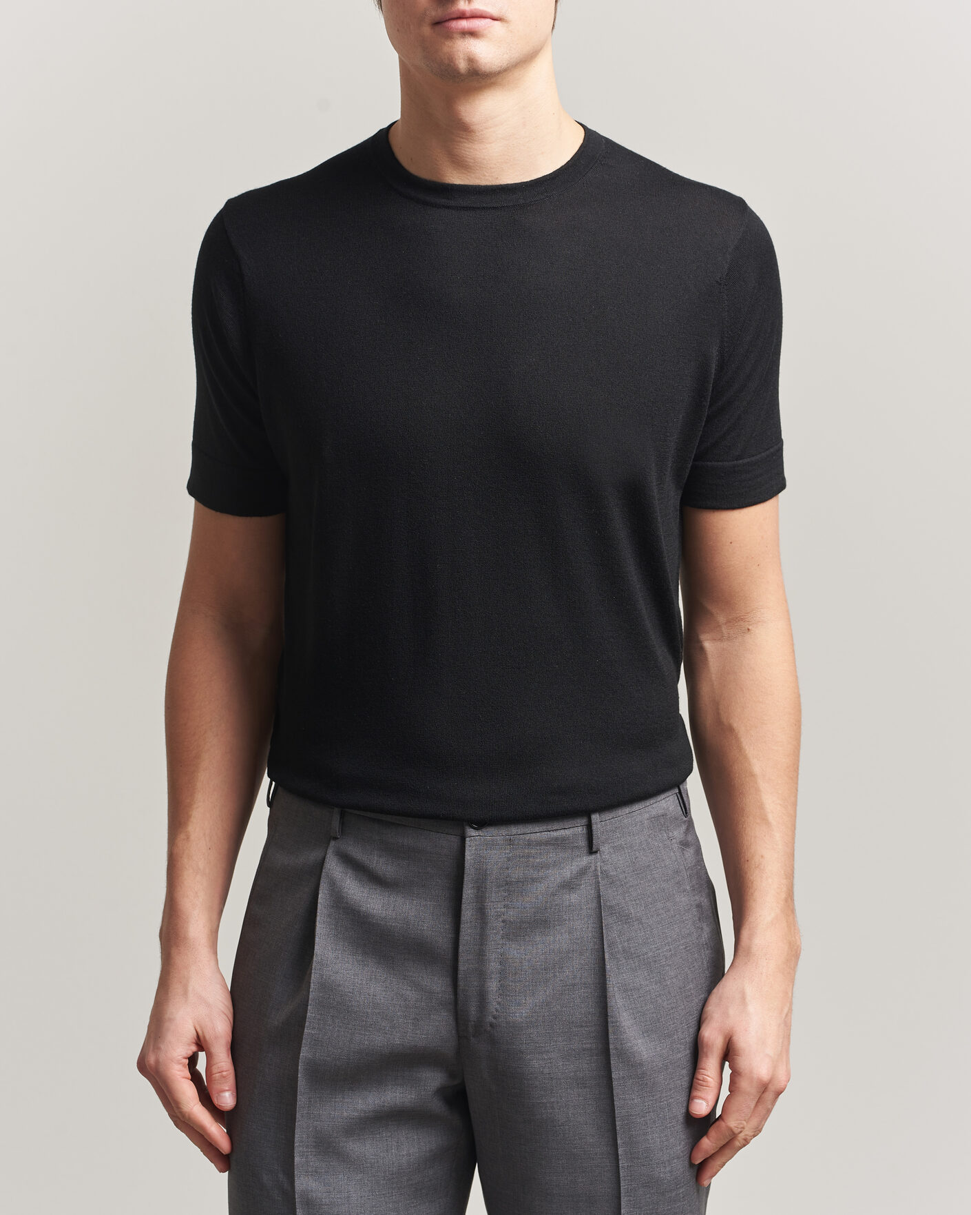 Herre | T-Shirts | Stenströms | Silk/Cashmere T-Shirt Black