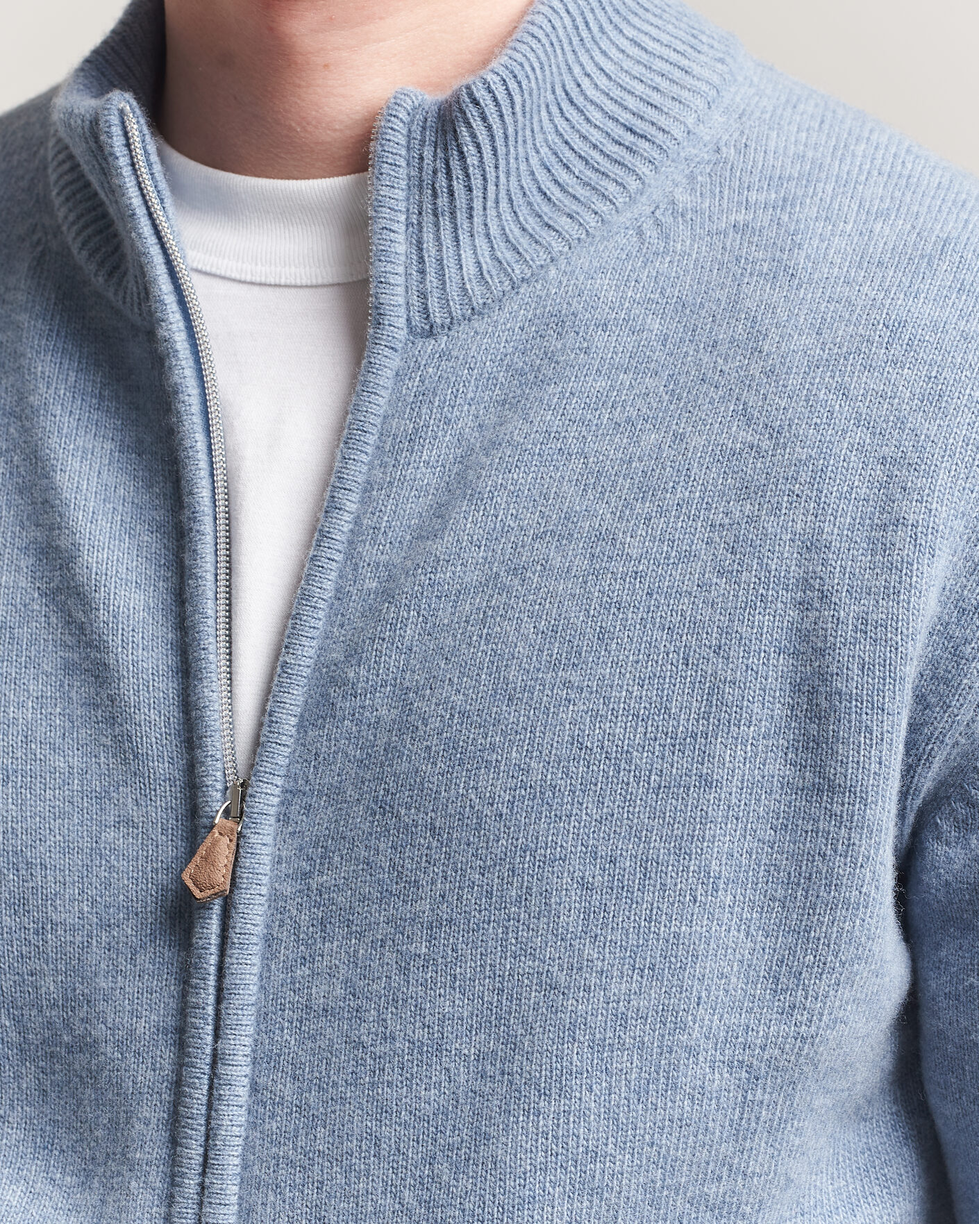 Herre | Gensere | Stenströms | Brushed Merino Full Zip Light Blue