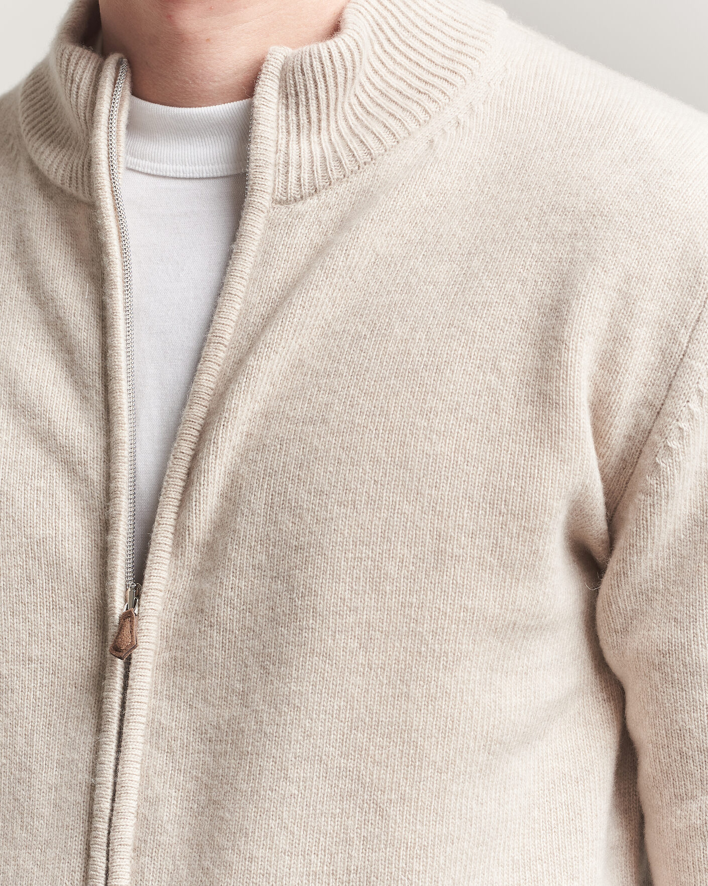 Herre | Gensere | Stenströms | Brushed Merino Full Zip Beige