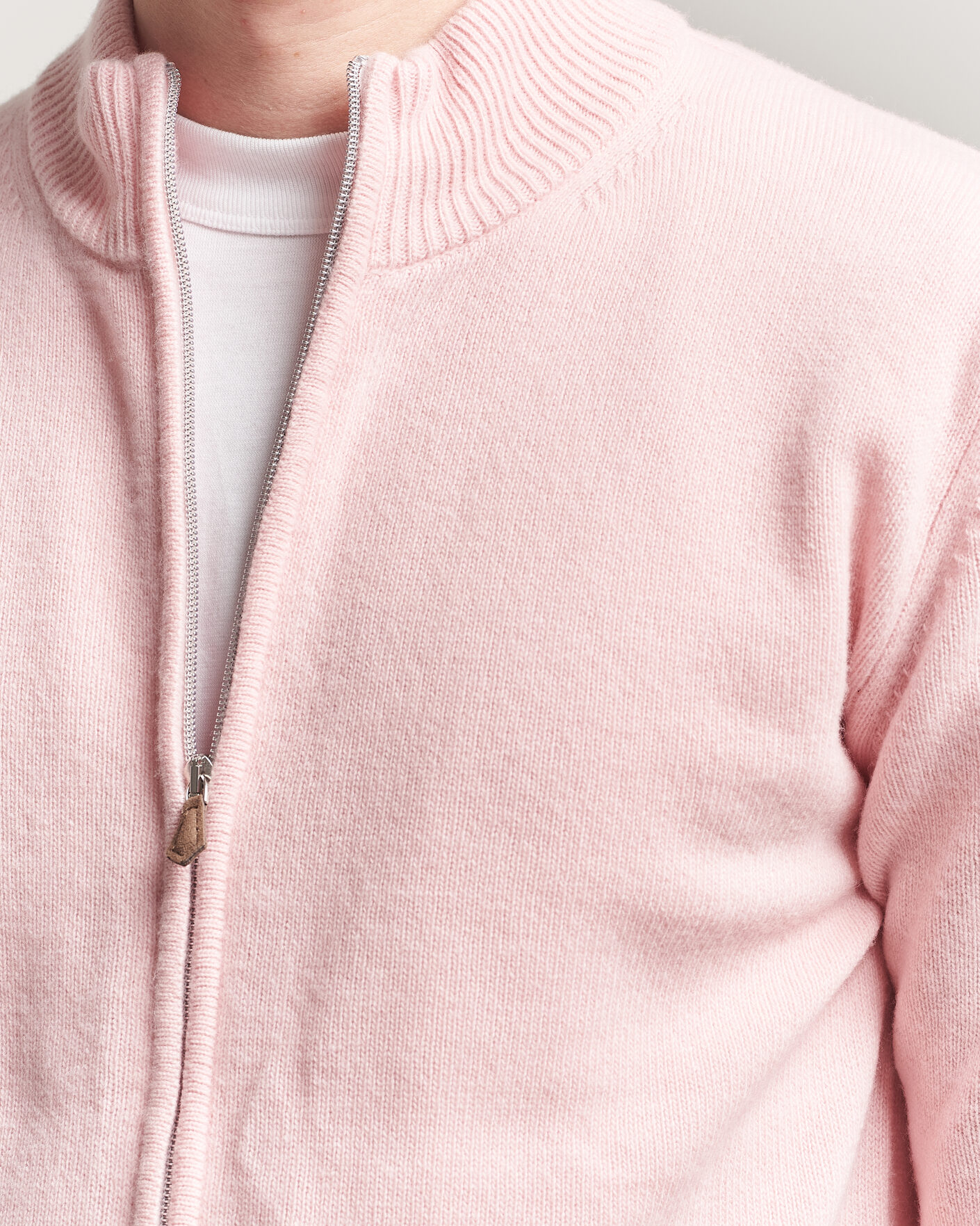 Herre | Gensere | Stenströms | Brushed Merino Full Zip Pink