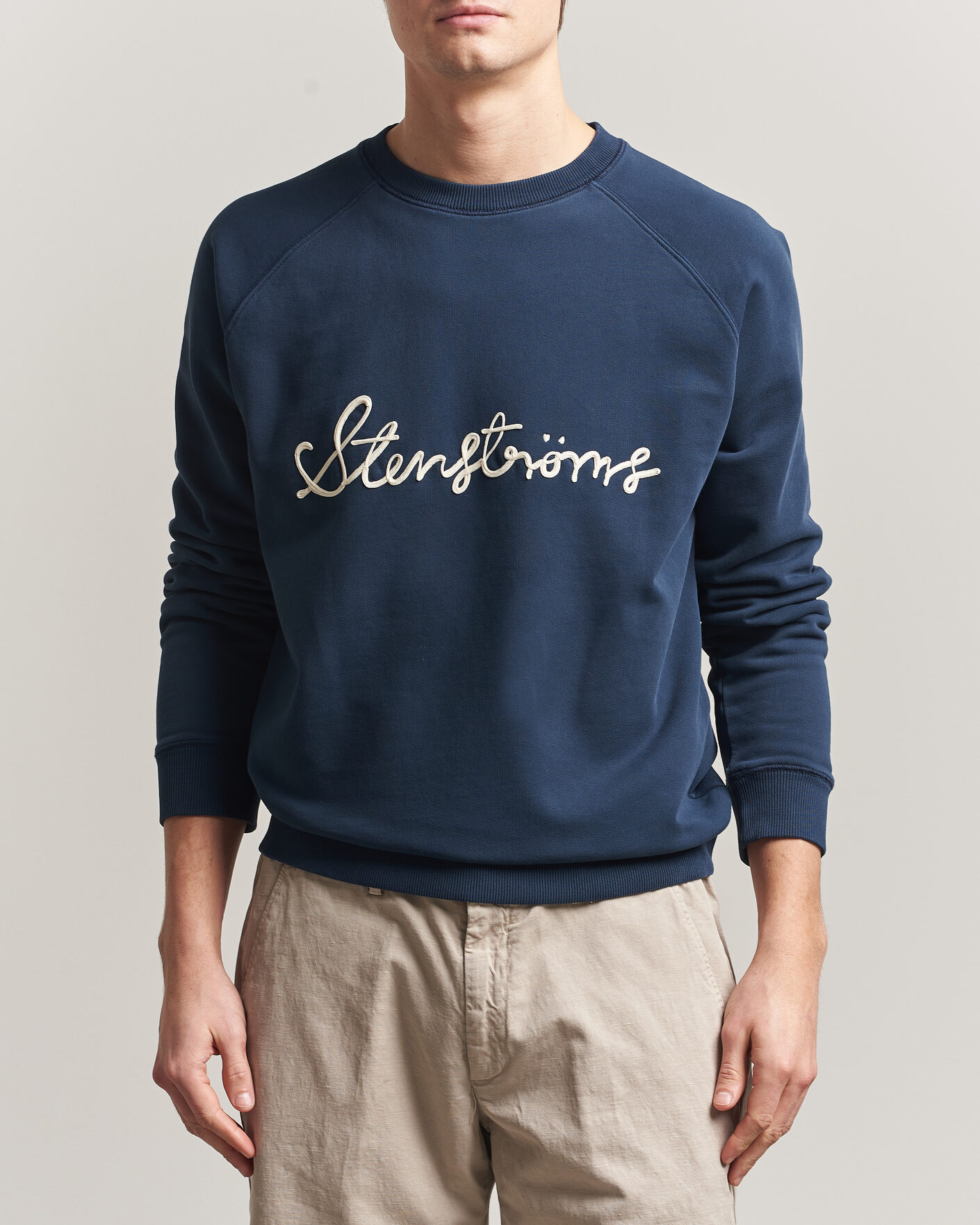 Herre | Gensere | Stenströms | Raglan Crew Logo Sweater Navy