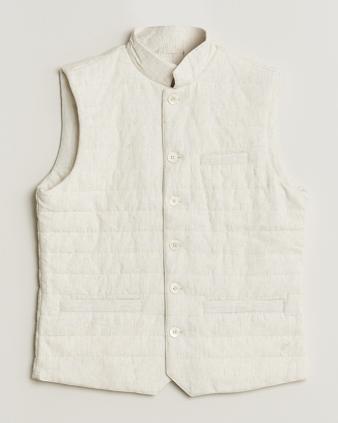 Herre | Vester | Stenströms | Mid Layer Pin Stripe Linen Vest Off White