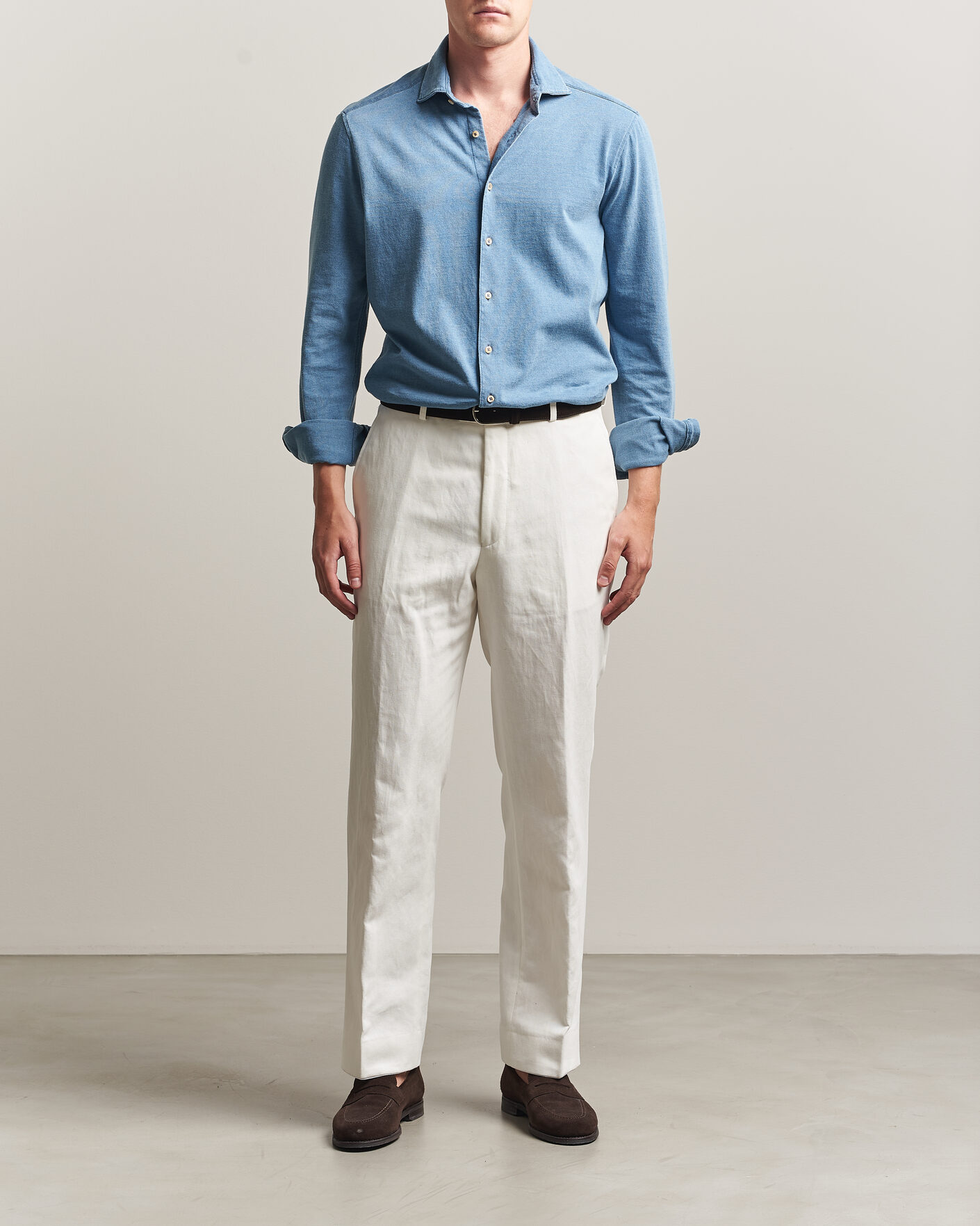 Herre | Skjorter | Stenströms | Jersey Denim Shirt Blue