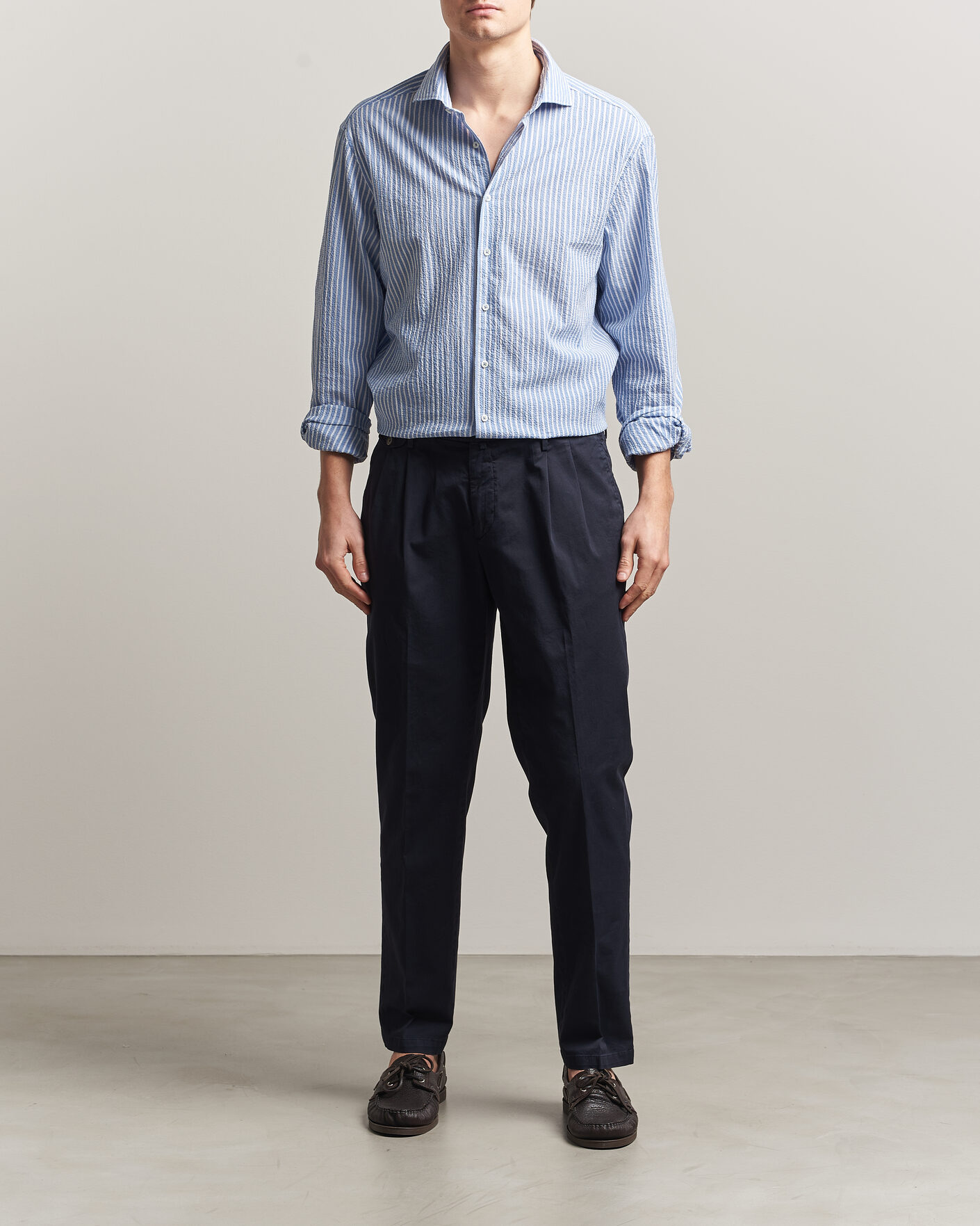 Herre | Skjorter | Stenströms | Regular Fit Striped Seersucker Shirt Blue