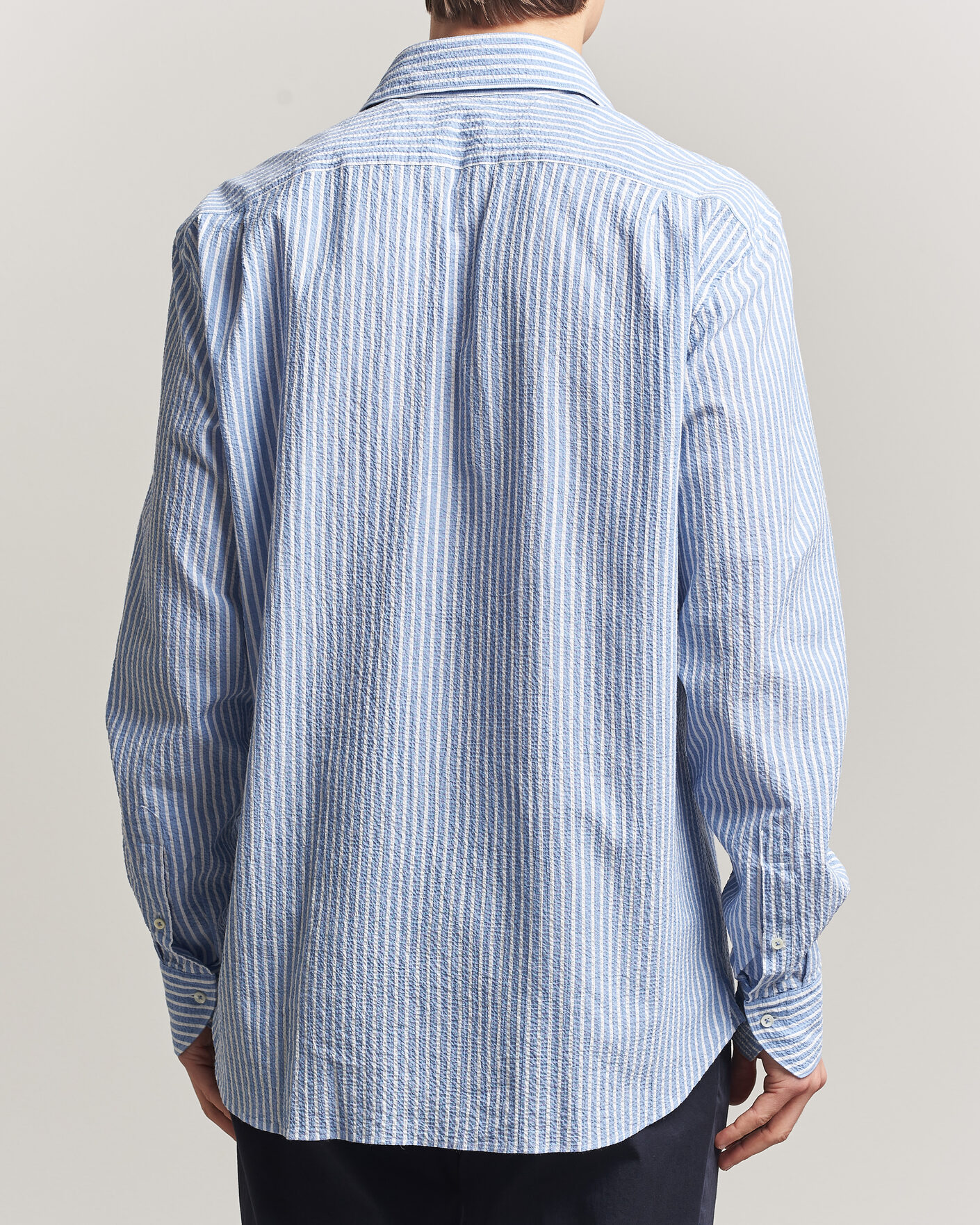 Herre | Skjorter | Stenströms | Regular Fit Striped Seersucker Shirt Blue