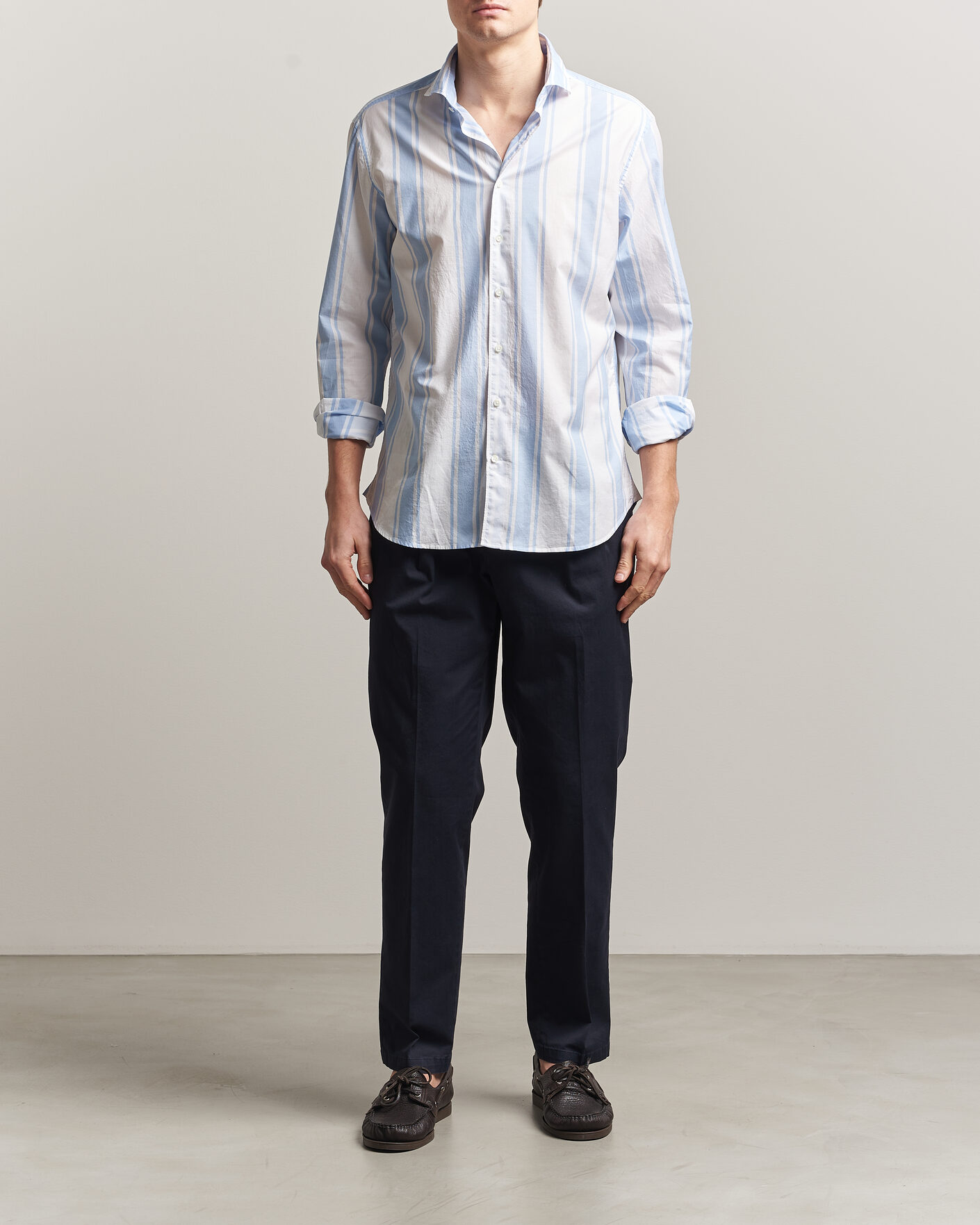 Herre | Skjorter | Stenströms | Regular Fit Thin Poplin Stripe Shirt Blue
