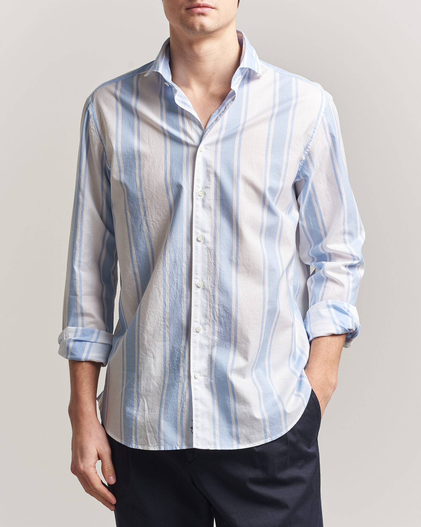 Herre | Skjorter | Stenströms | Regular Fit Thin Poplin Stripe Shirt Blue