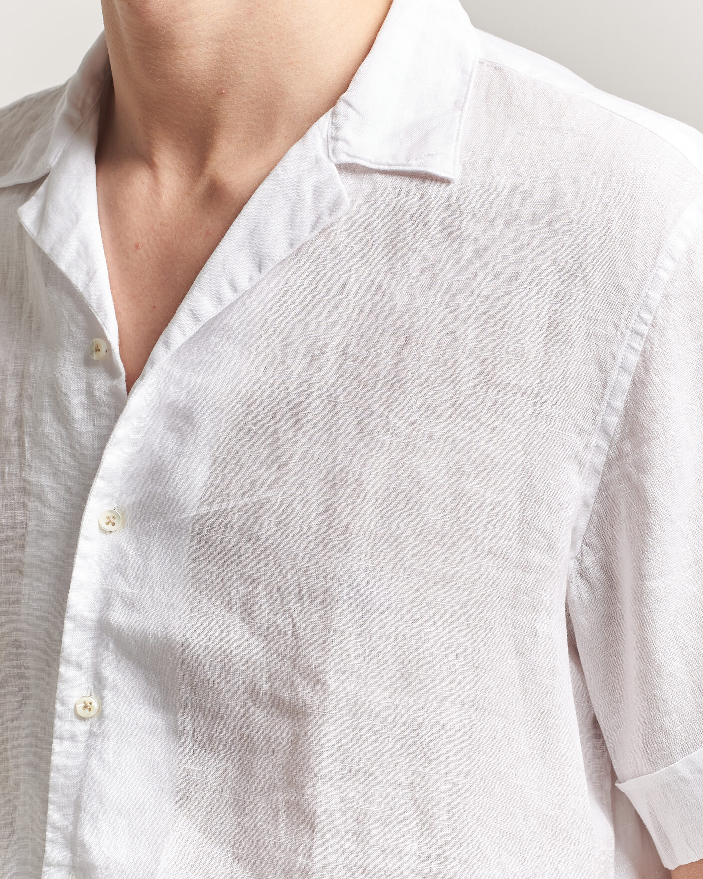 Herre | Skjorter | Stenströms | Short Sleeve Linen Shirt White