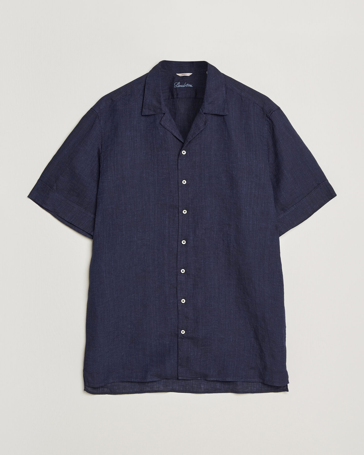Herre | Skjorter | Stenströms | Short Sleeve Linen Shirt Navy
