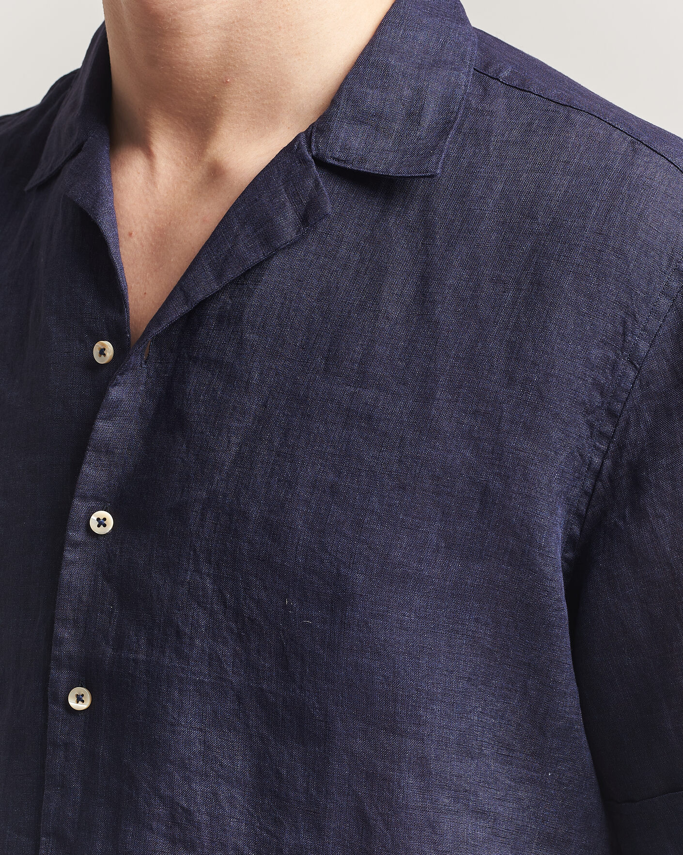 Herre | Skjorter | Stenströms | Short Sleeve Linen Shirt Navy