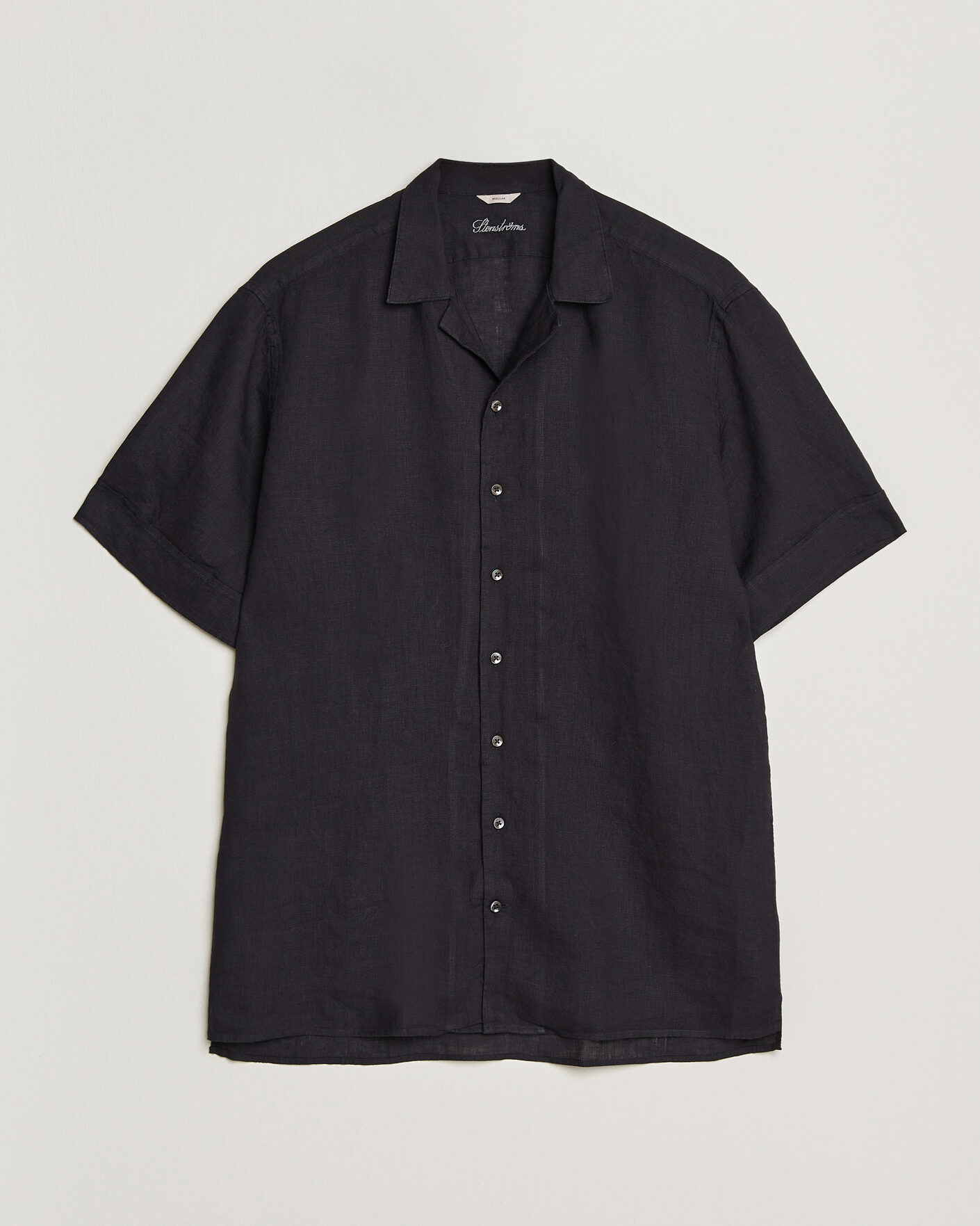 Herre | Skjorter | Stenströms | Short Sleeve Linen Shirt Black