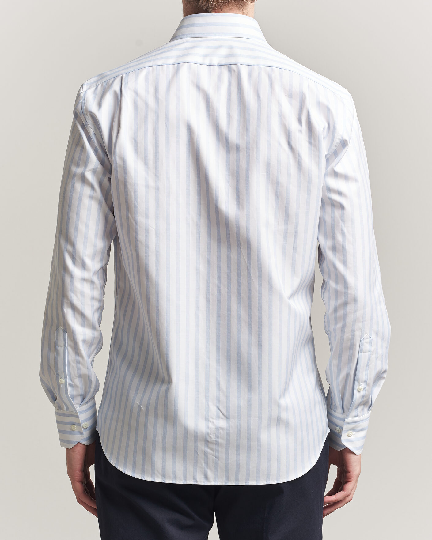 Herre | Skjorter | Stenströms | Regular Wide Stripe Twill Shirt Light Blue
