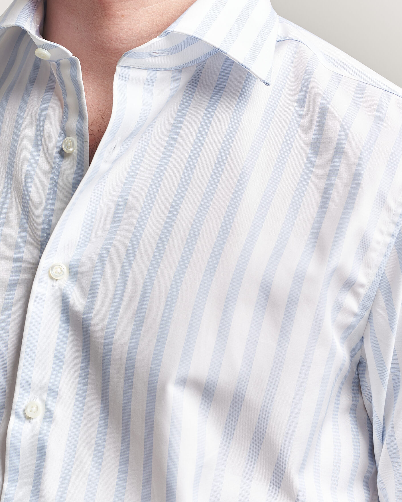 Herre | Skjorter | Stenströms | Regular Wide Stripe Twill Shirt Light Blue