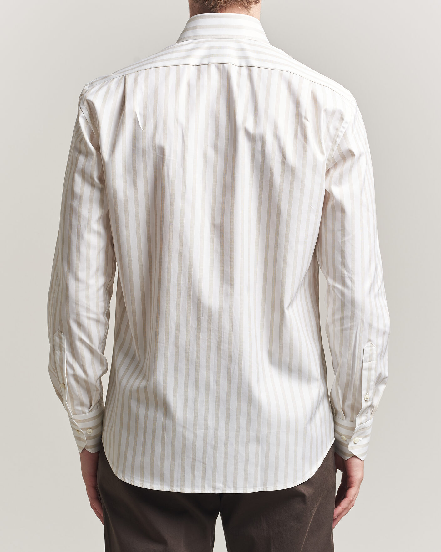 Herre | Skjorter | Stenströms | Regular Wide Stripe Twill Shirt Beige