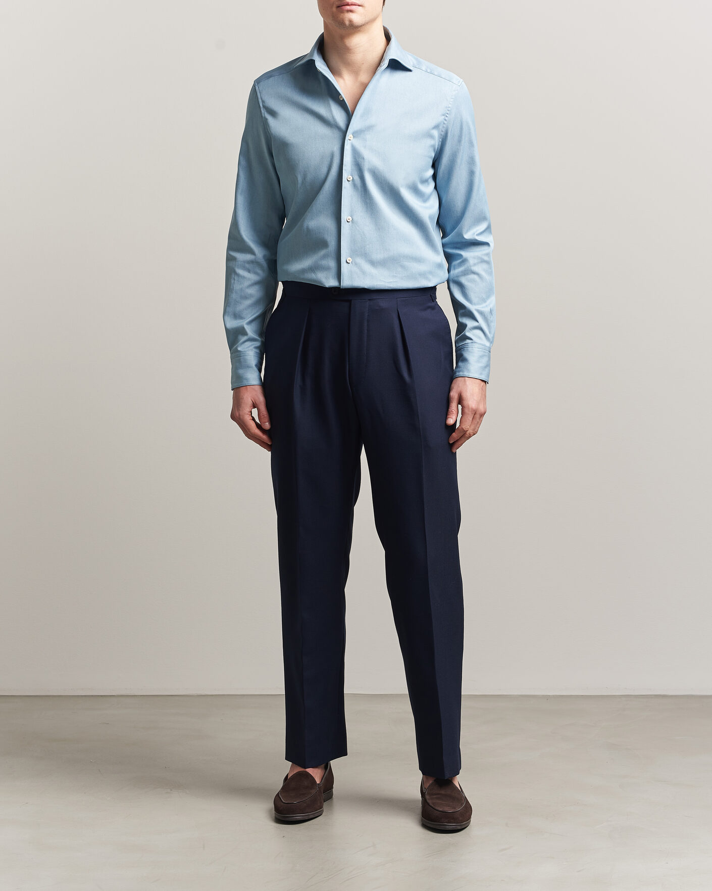 Herre | Skjorter | Stenströms | 1899 Slim One Piece Washed Denim Shirt Blue