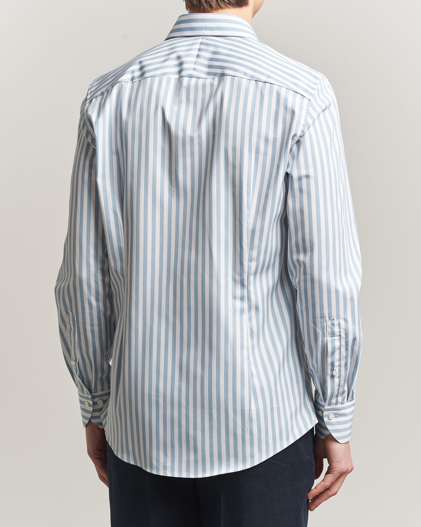 Herre | Skjorter | Stenströms | 1899 Cotton Twill Striped Shirt Blue