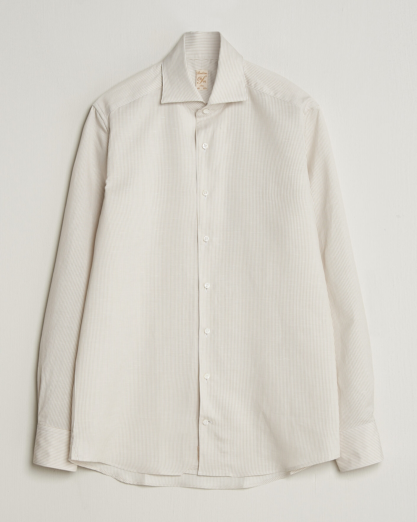 Herre | Skjorter | Stenströms | 1899 Cotton/Linen/Silk Striped Shirt Beige