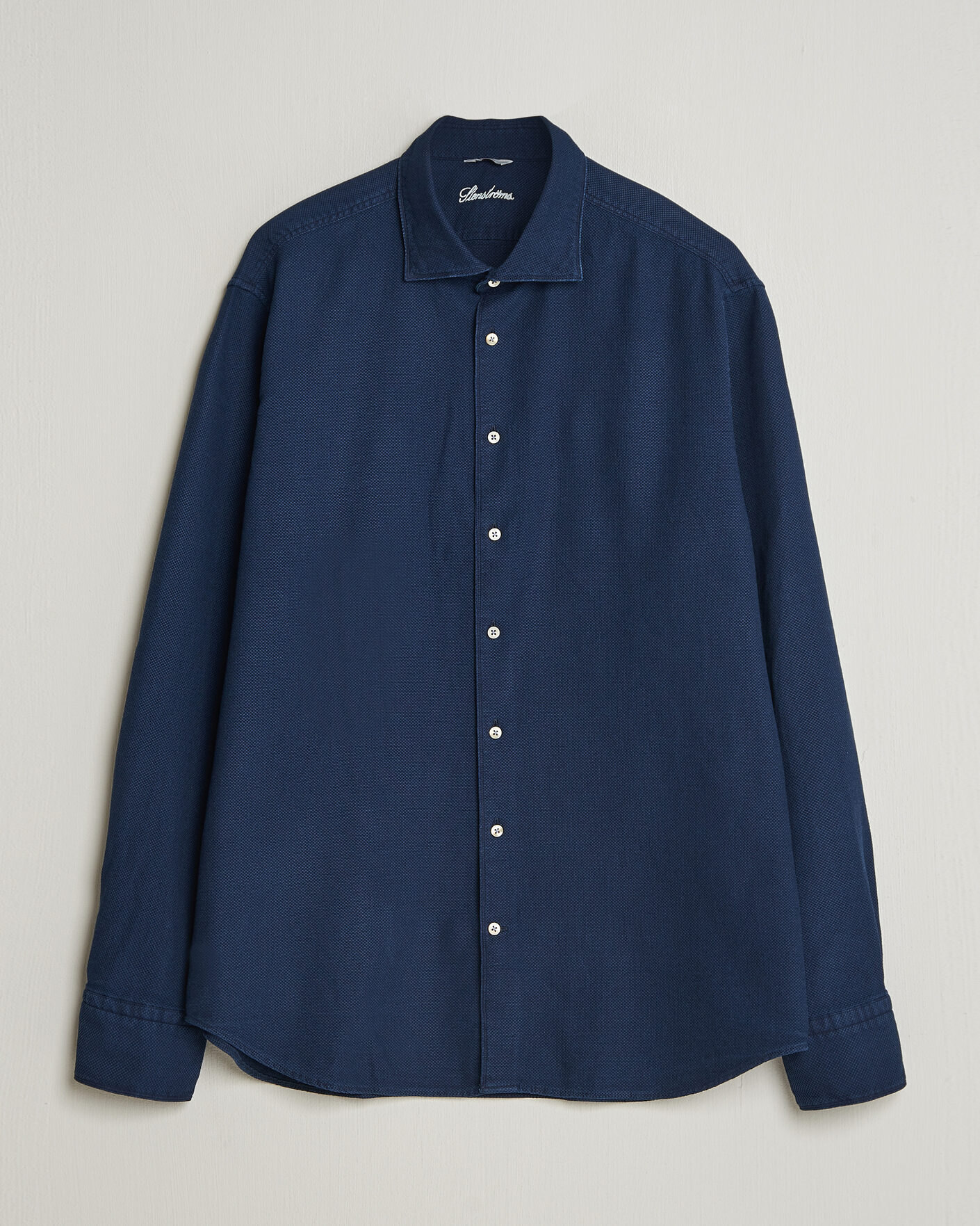 Herre | Skjorter | Stenströms | Regular Fit Structured Denim Shirt Navy