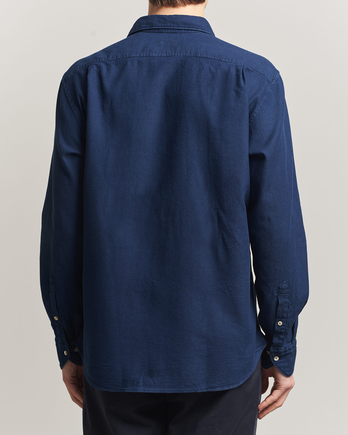 Herre | Skjorter | Stenströms | Regular Fit Structured Denim Shirt Navy