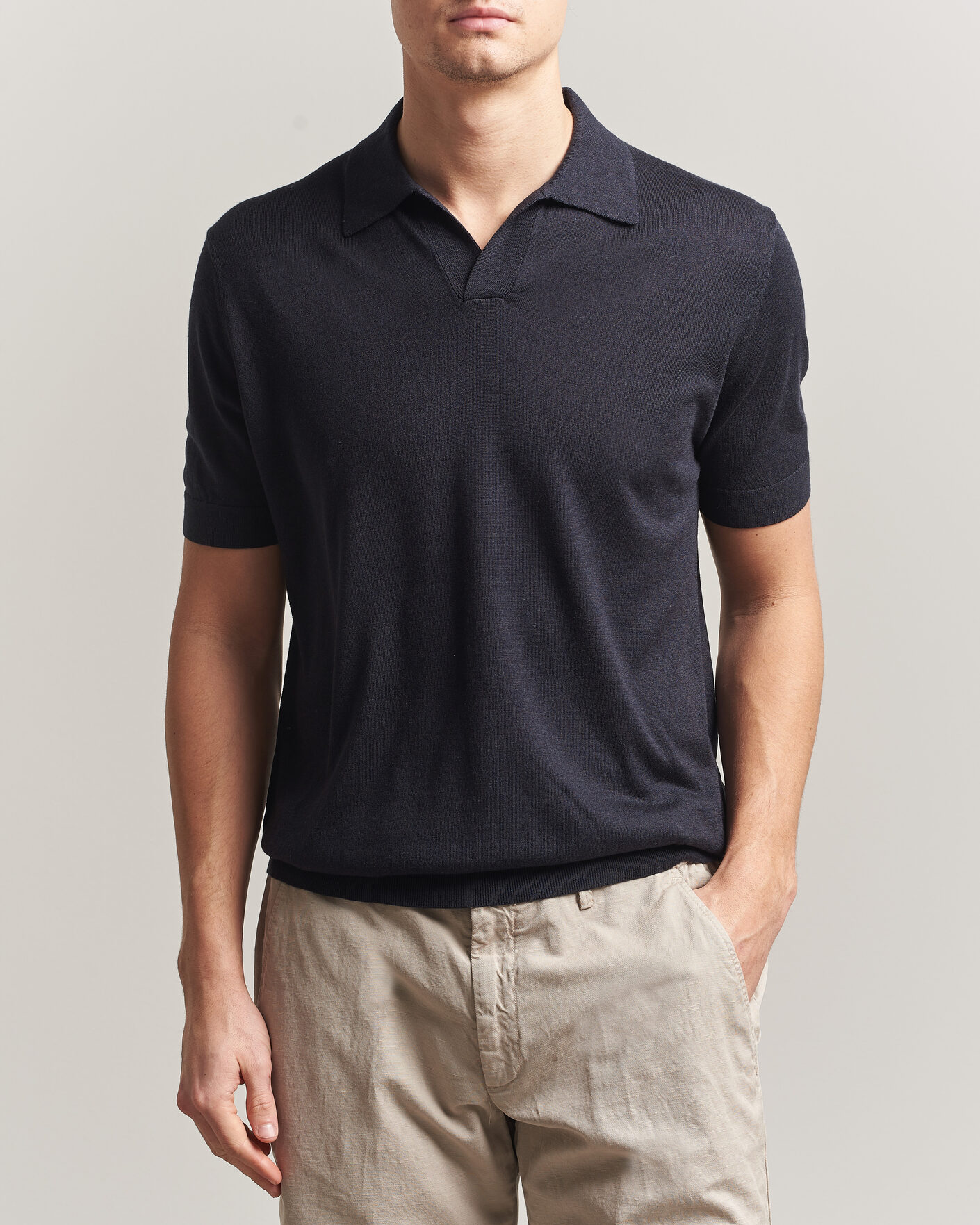 Herre | Pikéer | Stenströms | Silk/Cashmere Polo Navy