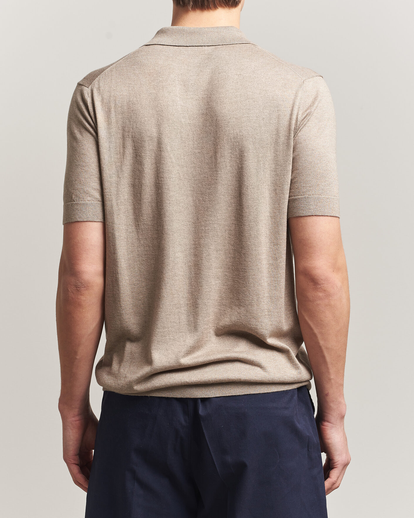 Herre | Pikéer | Stenströms | Silk/Cashmere Polo Taupe