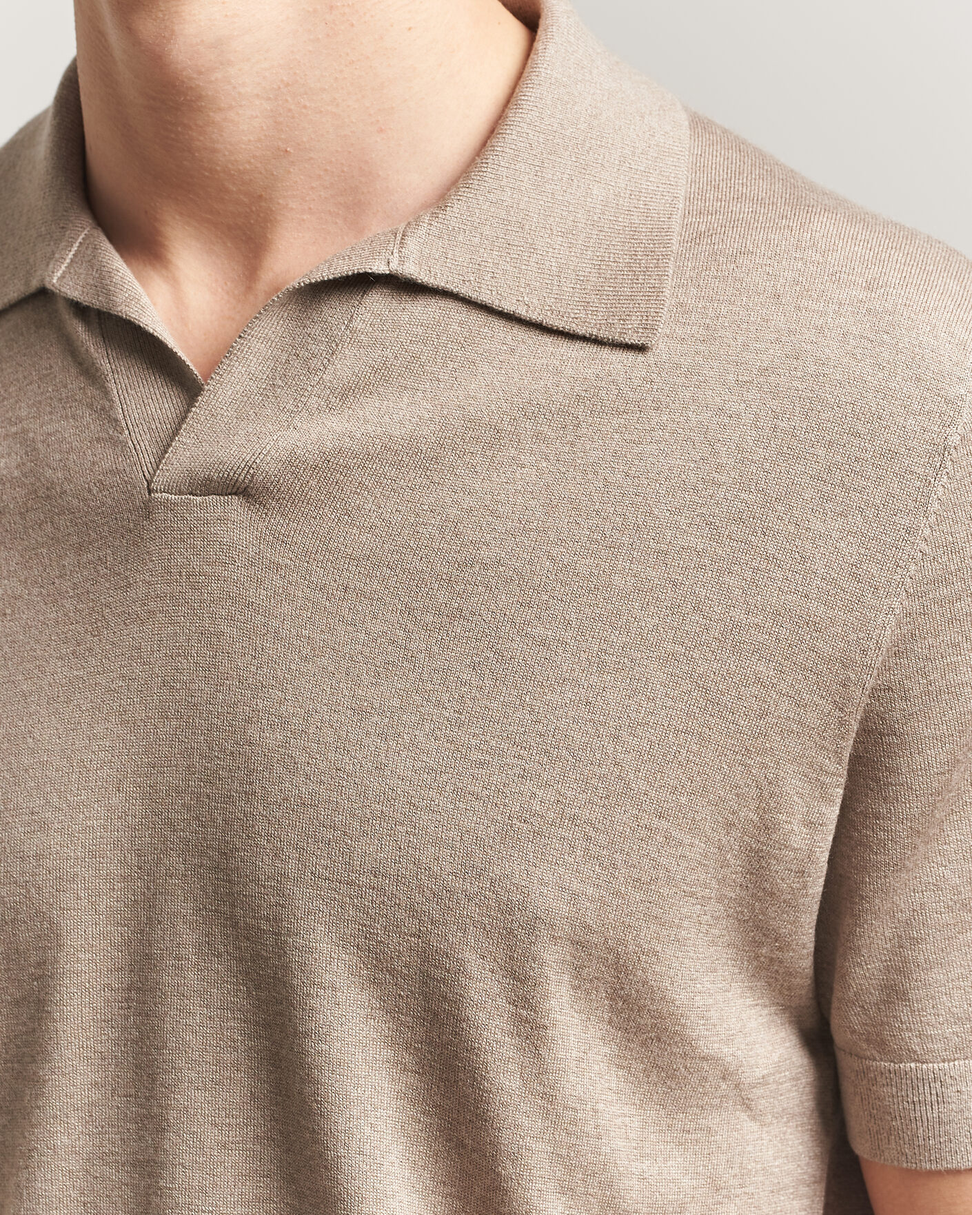Herre | Pikéer | Stenströms | Silk/Cashmere Polo Taupe