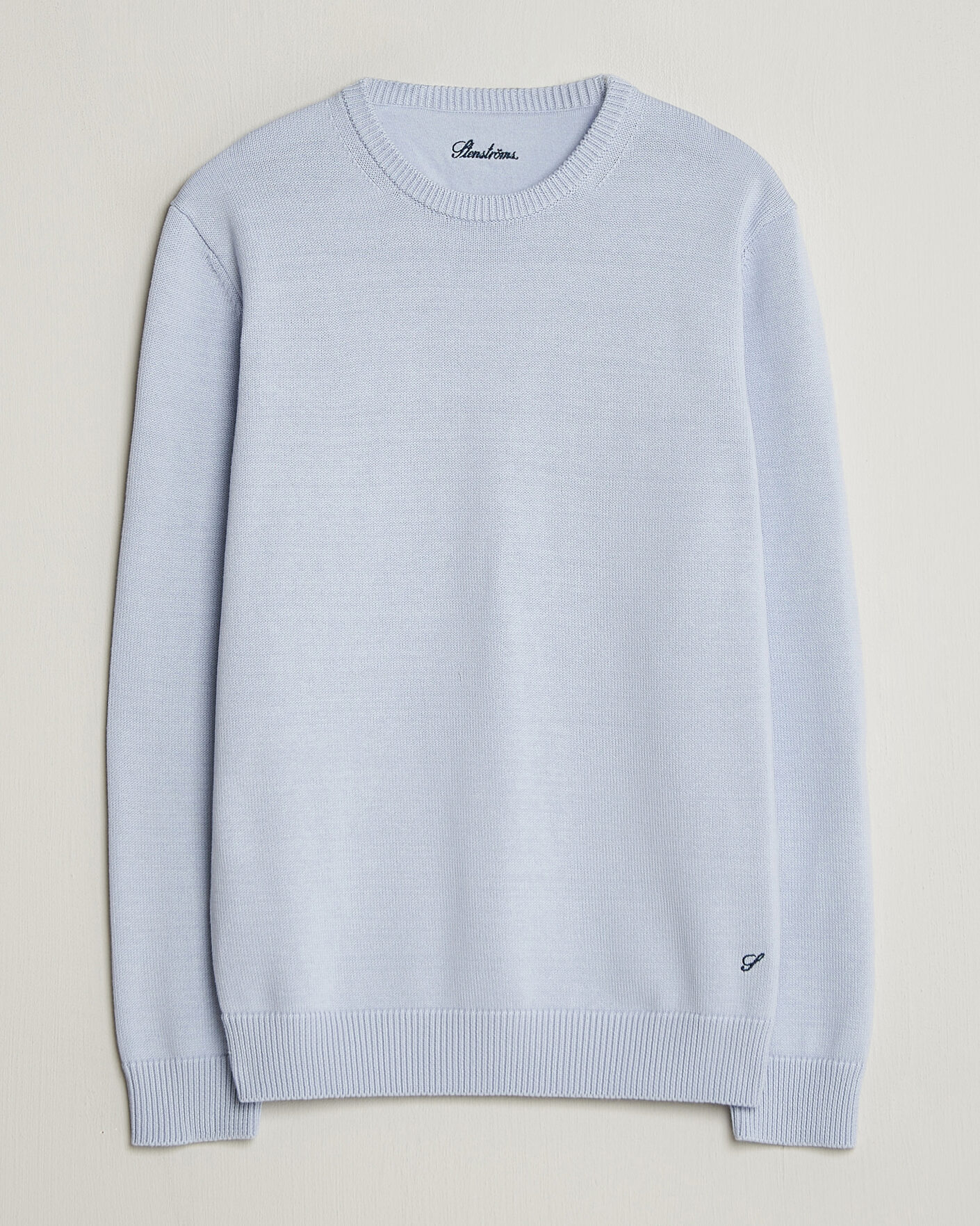 Herre | Gensere | Stenströms | Organic Cotton Knitted Sweater Light Blue