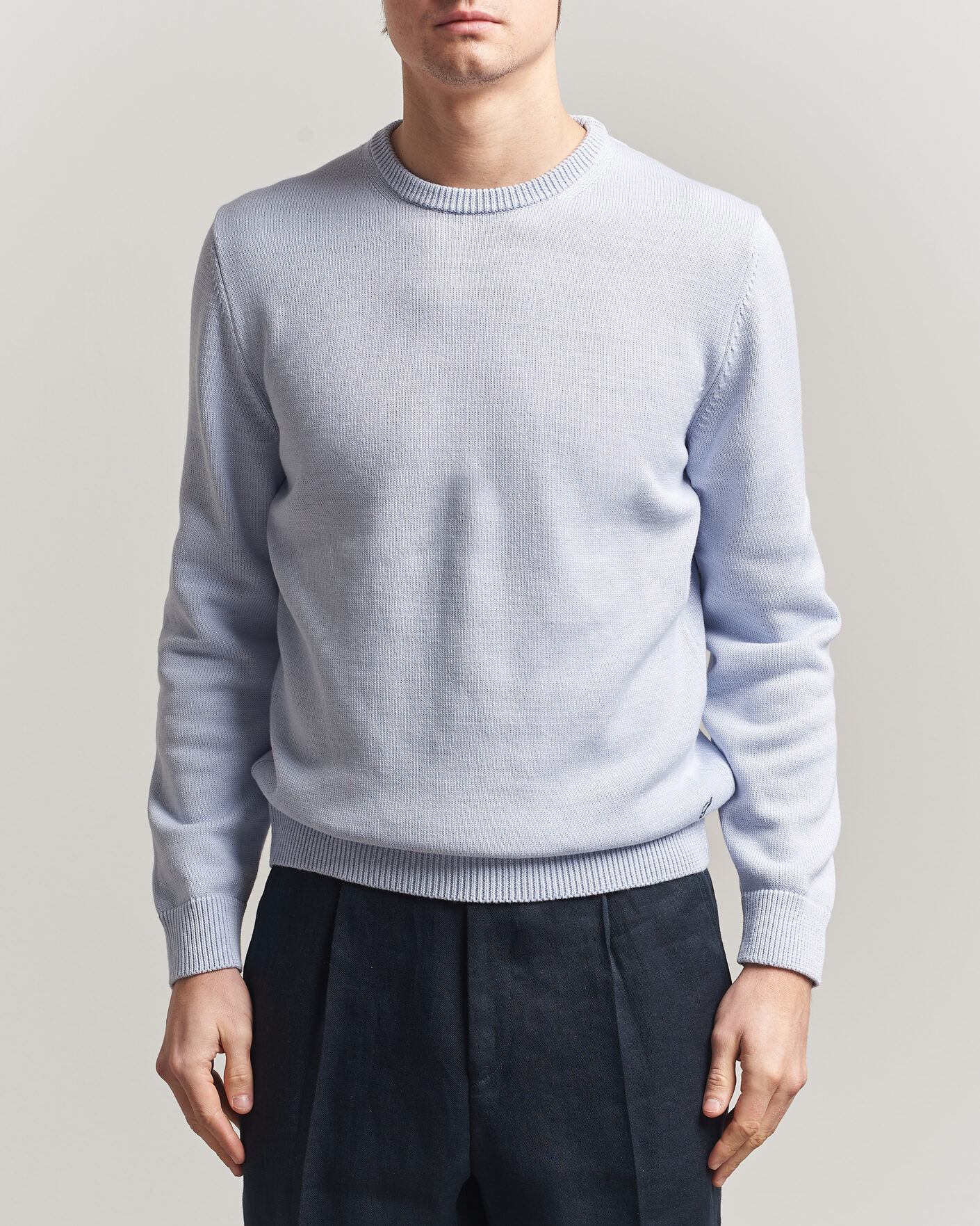 Herre | Gensere | Stenströms | Organic Cotton Knitted Sweater Light Blue