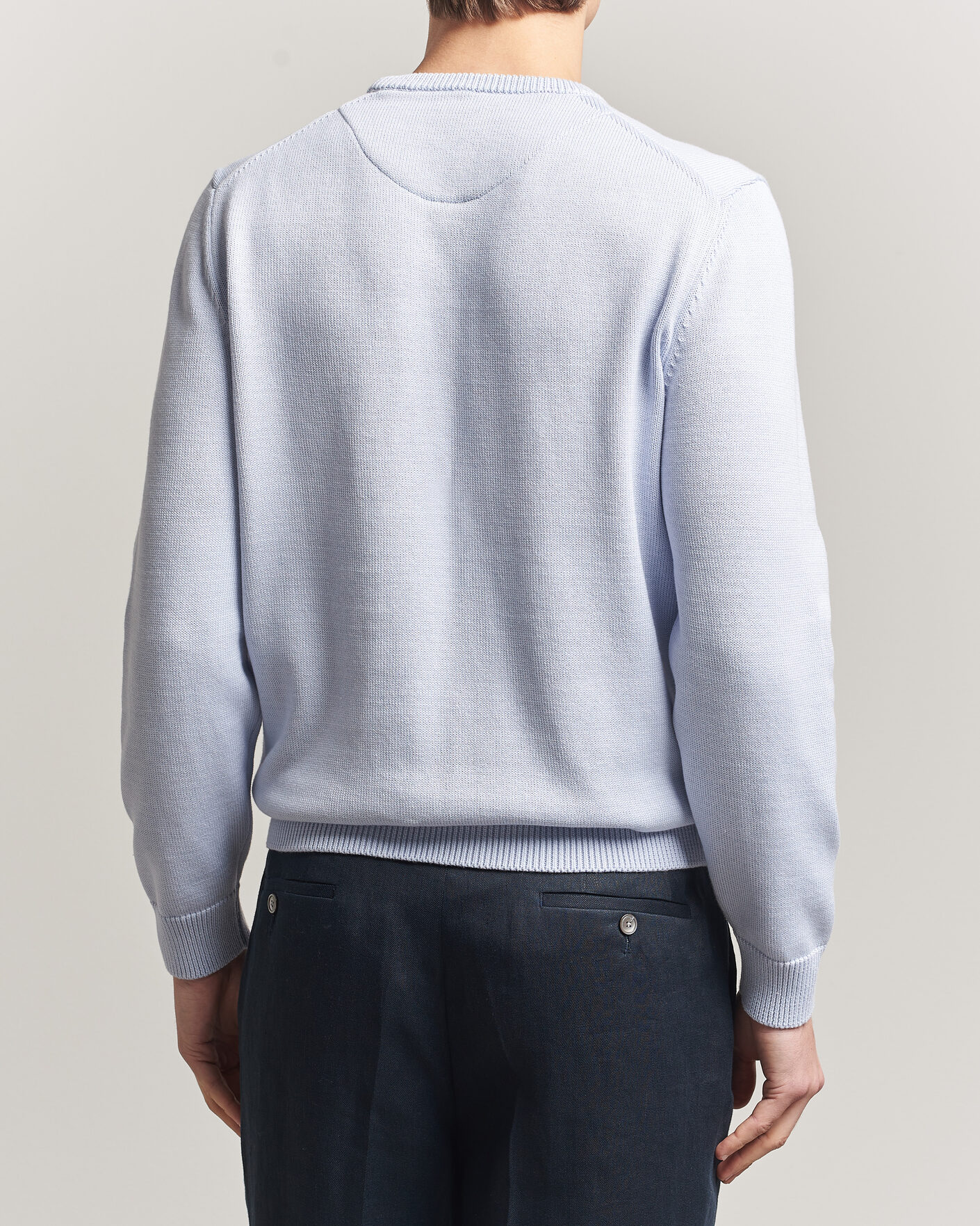 Herre | Gensere | Stenströms | Organic Cotton Knitted Sweater Light Blue