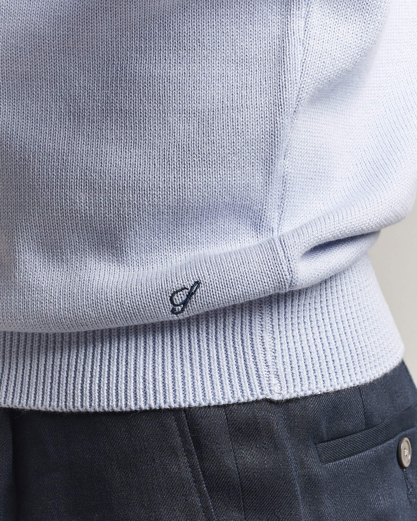Herre | Gensere | Stenströms | Organic Cotton Knitted Sweater Light Blue