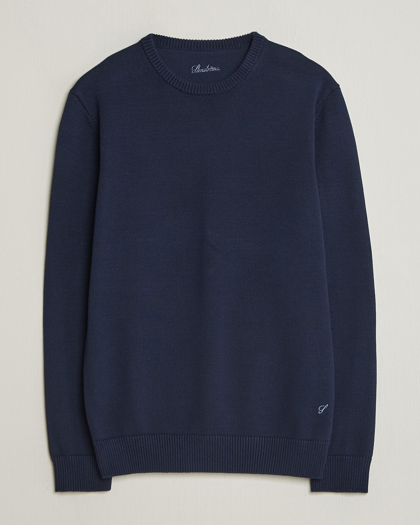 Herre | Gensere | Stenströms | Organic Cotton Knitted Sweater Navy