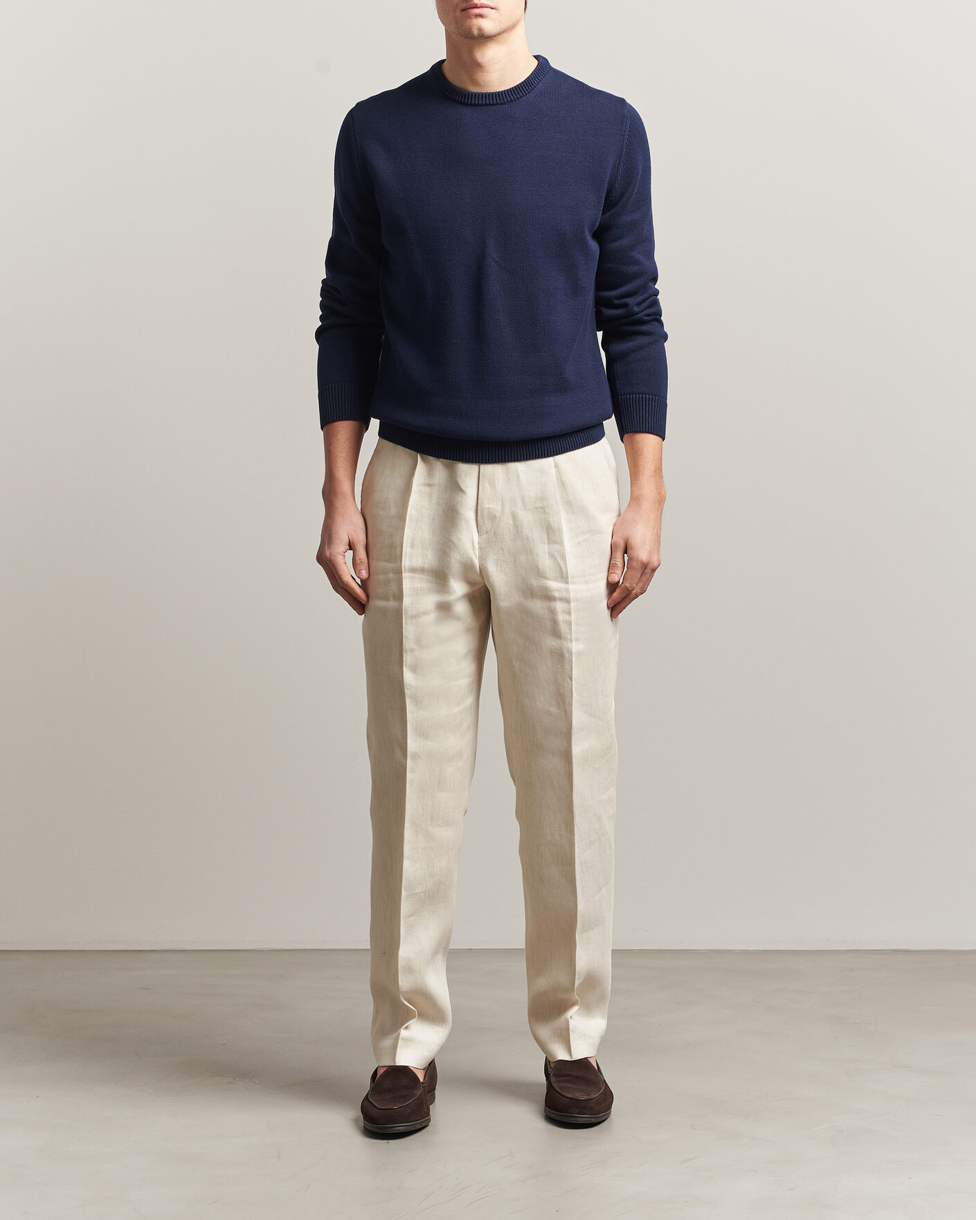 Herre | Gensere | Stenströms | Organic Cotton Knitted Sweater Navy